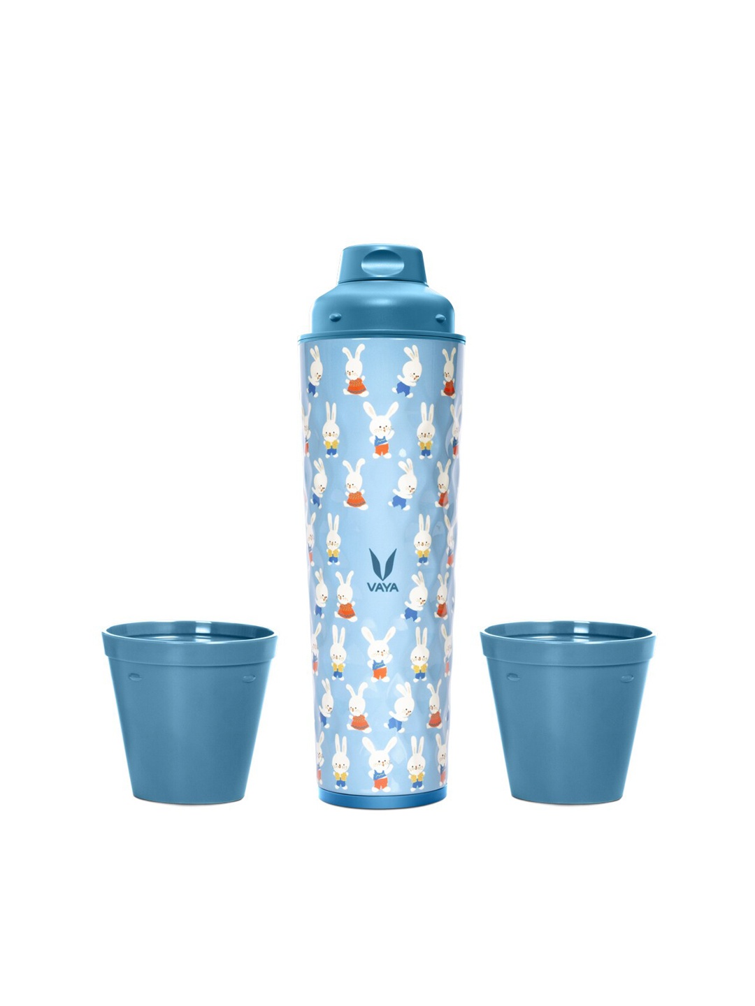 

Vaya Blue & White Printed BPA Free Stainless Steel Flask With Tumbler