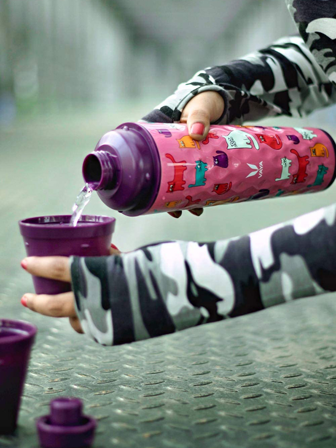 

Vaya Pink & Purple Printed Stainless Steel Water Bottle