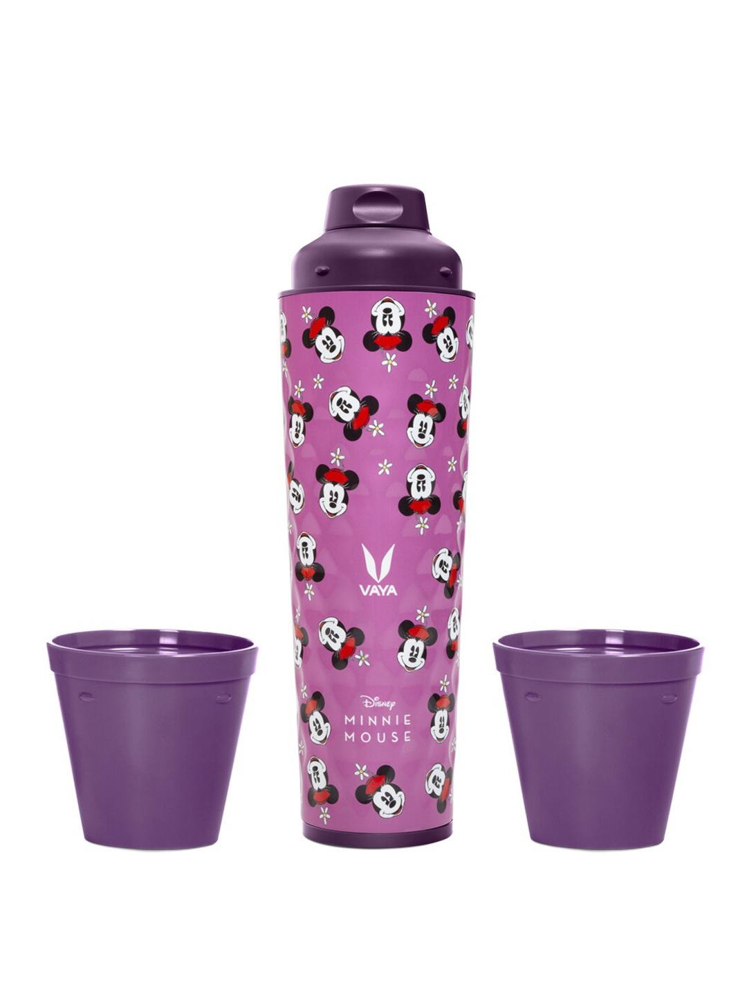 

Vaya Pink & White Printed Stainless Steel Double Wall Vacuum Insulated Water Bottle & 2 Cups 600Ml, Purple