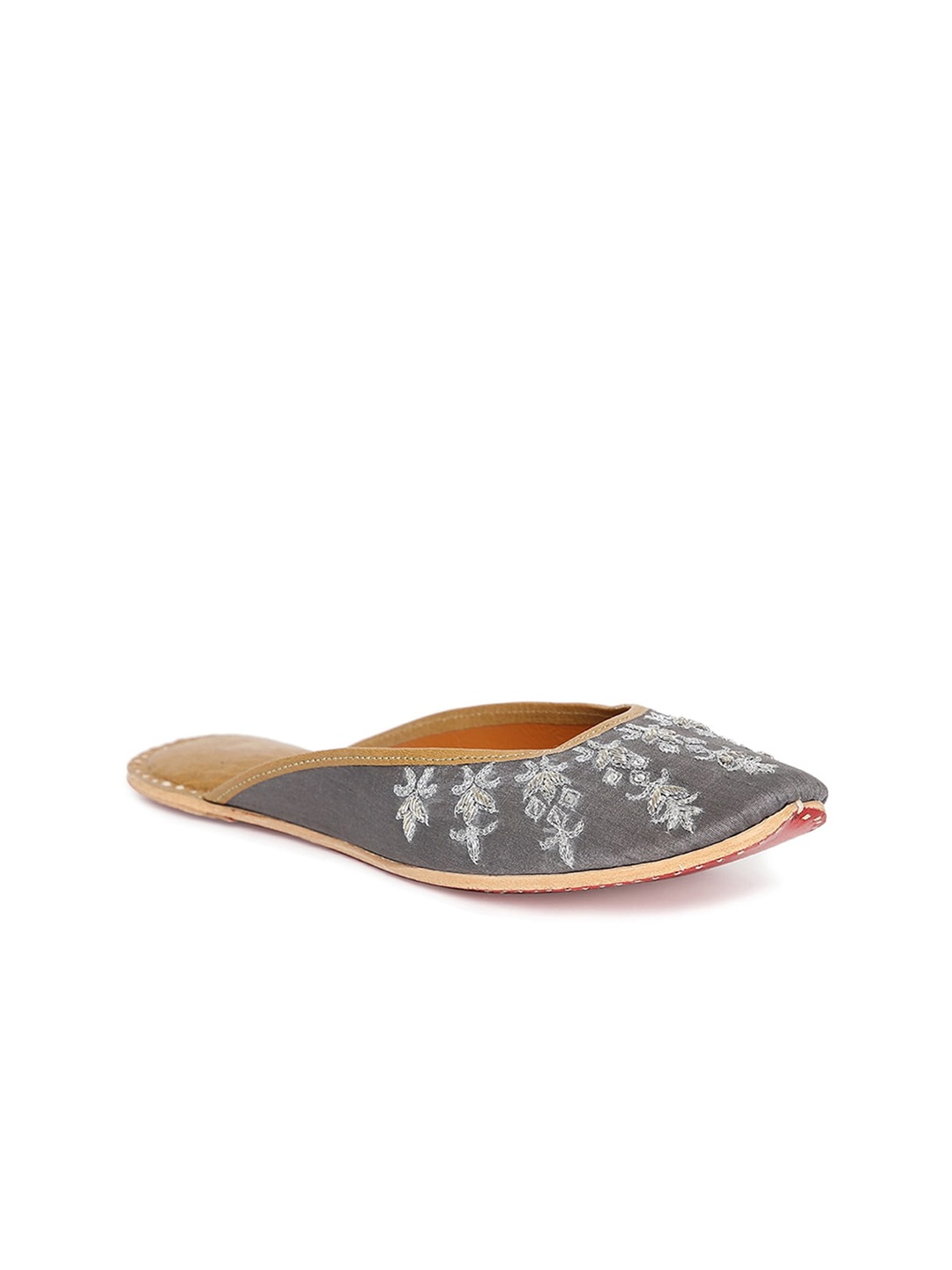 

Fabindia Women Grey Printed Mojaris Flats