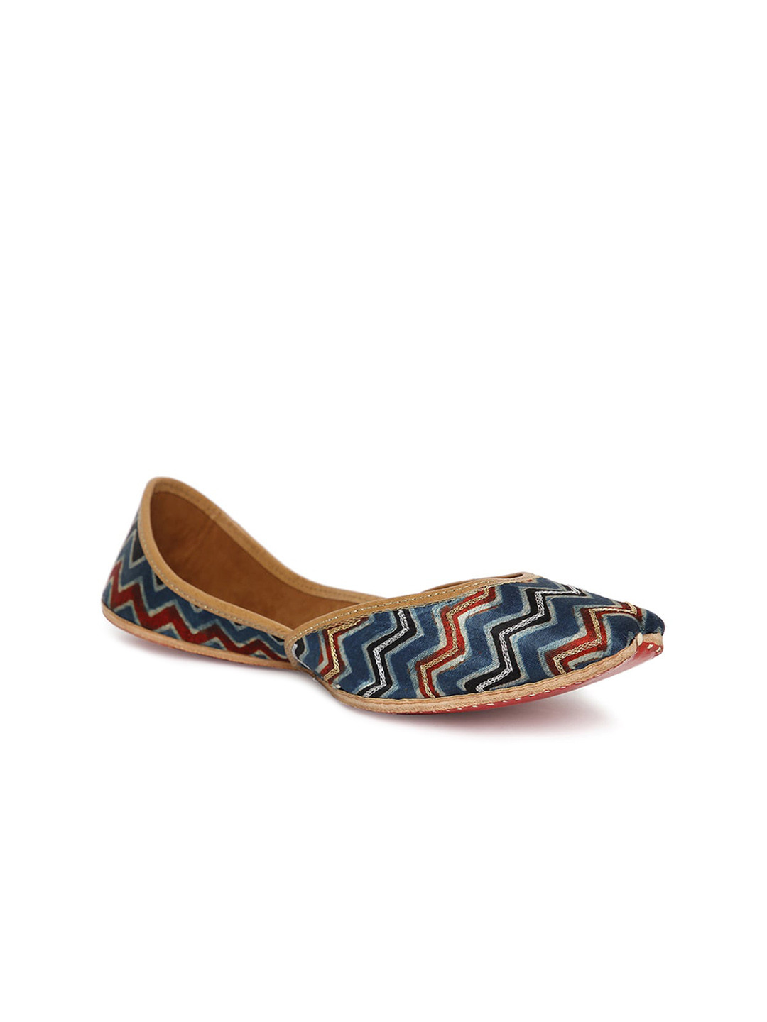 

Fabindia Women Navy Blue Printed Mojaris Flats