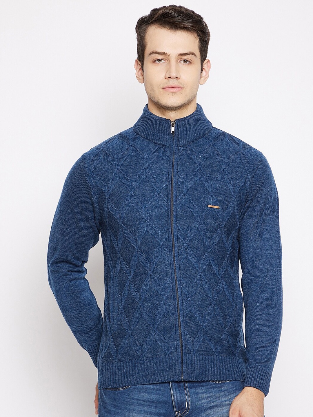 

Duke Men Blue Cable Knit Wool Pullover