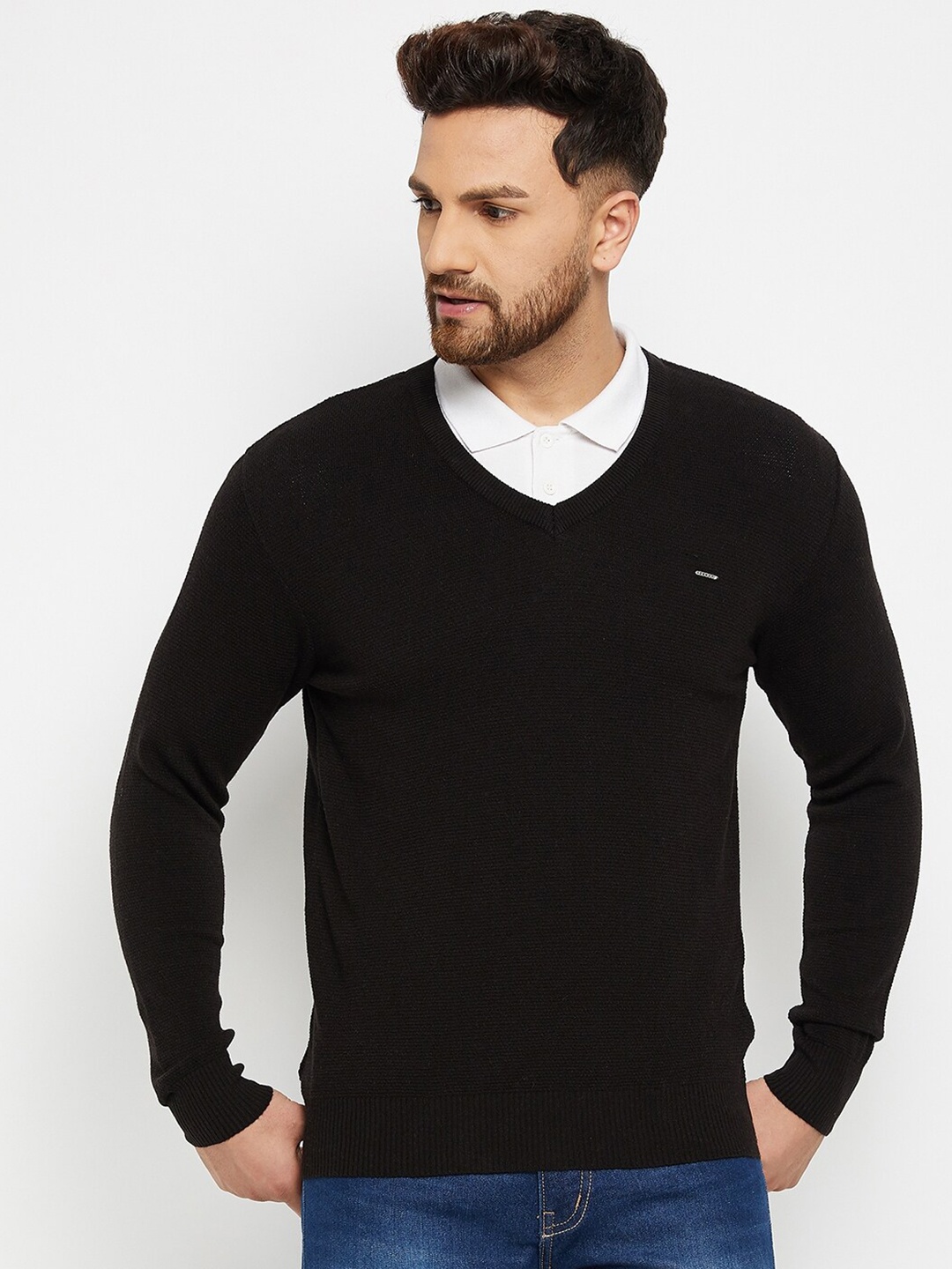

Duke Men Black Wool Pullover