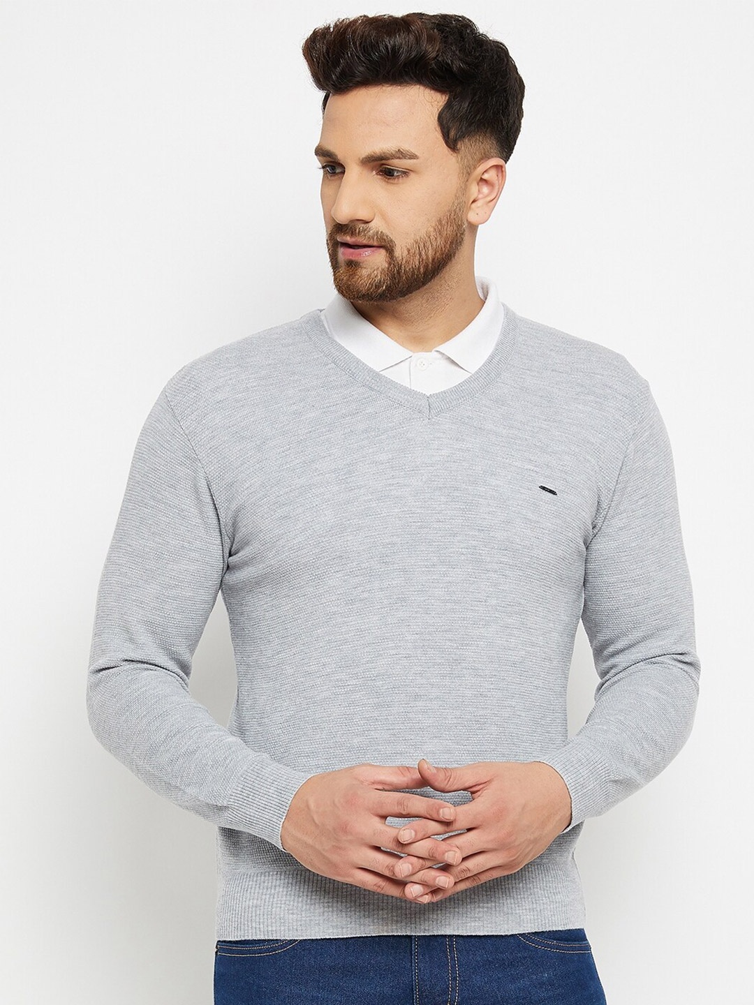 

Duke Men Grey Melange Pullover