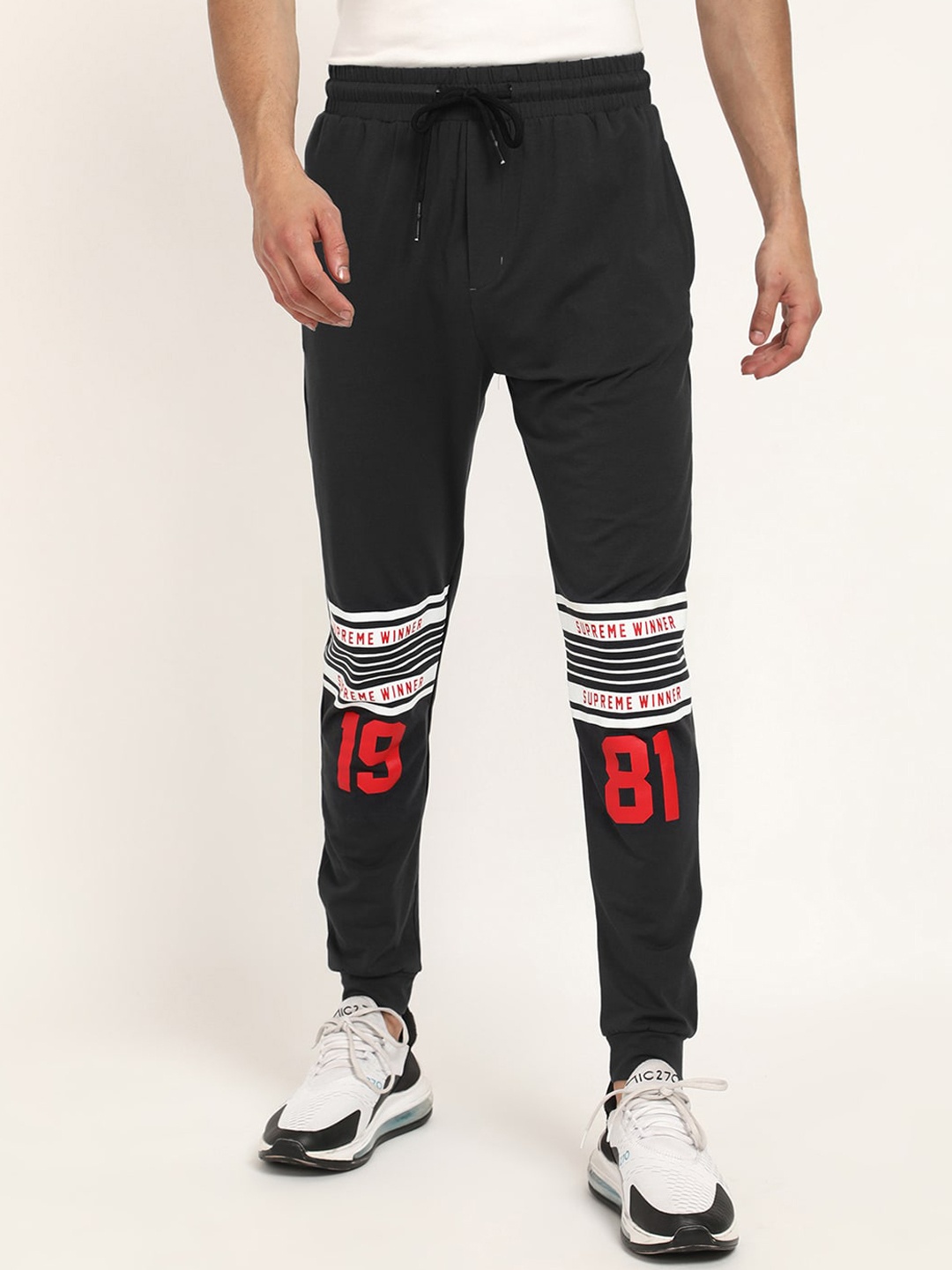 

V2 Value & Variety Men Black & White Printed Track Pants