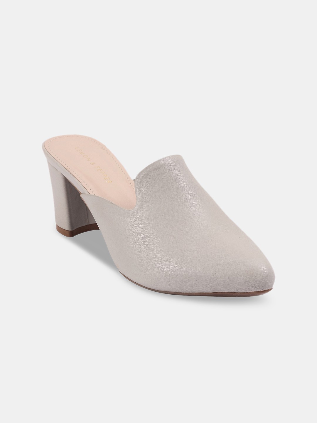 

LEMON & PEPPER Women Grey Solid PU Block Heels