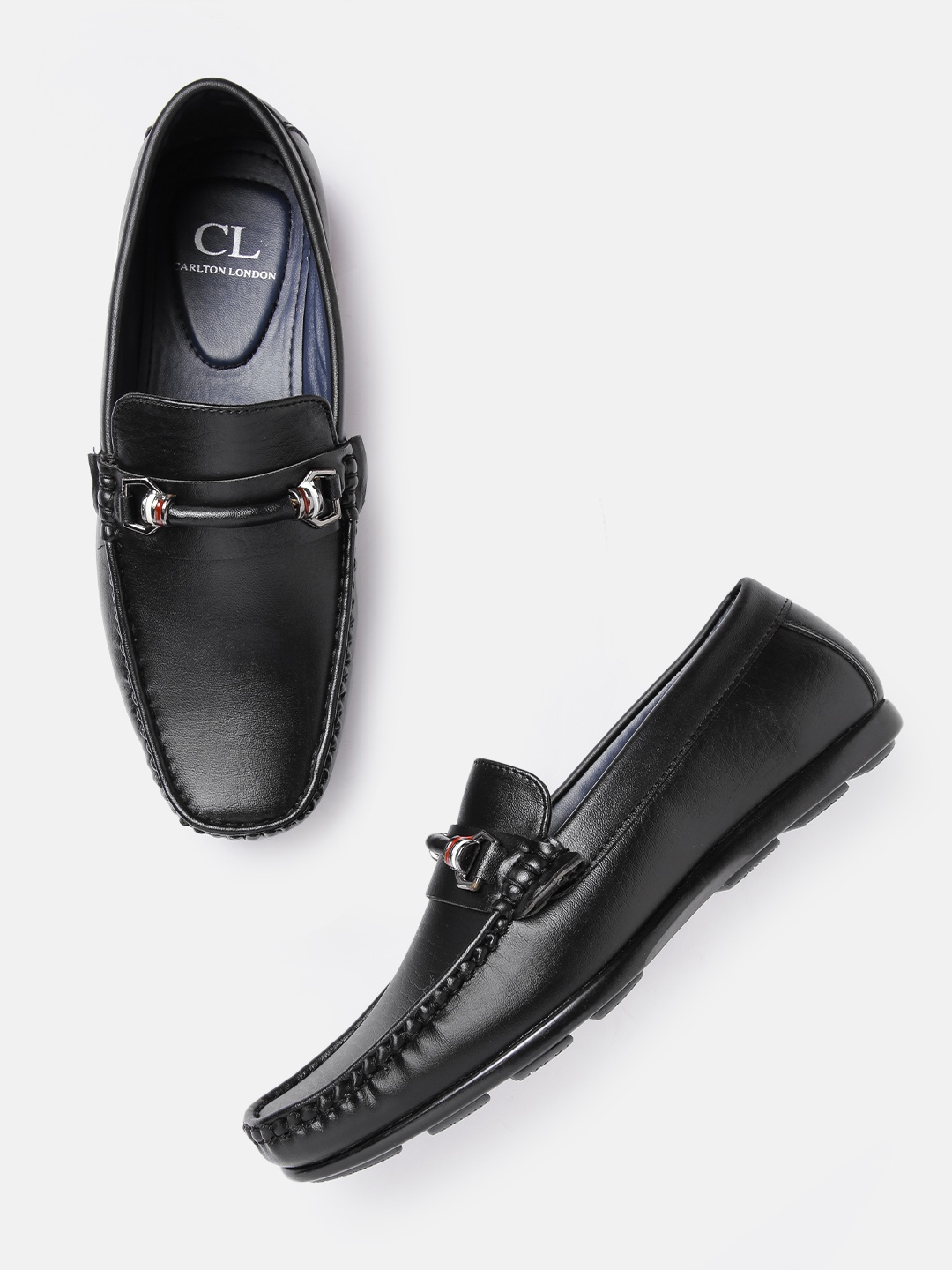 

Carlton London Men Black Solid Horsebit Loafers