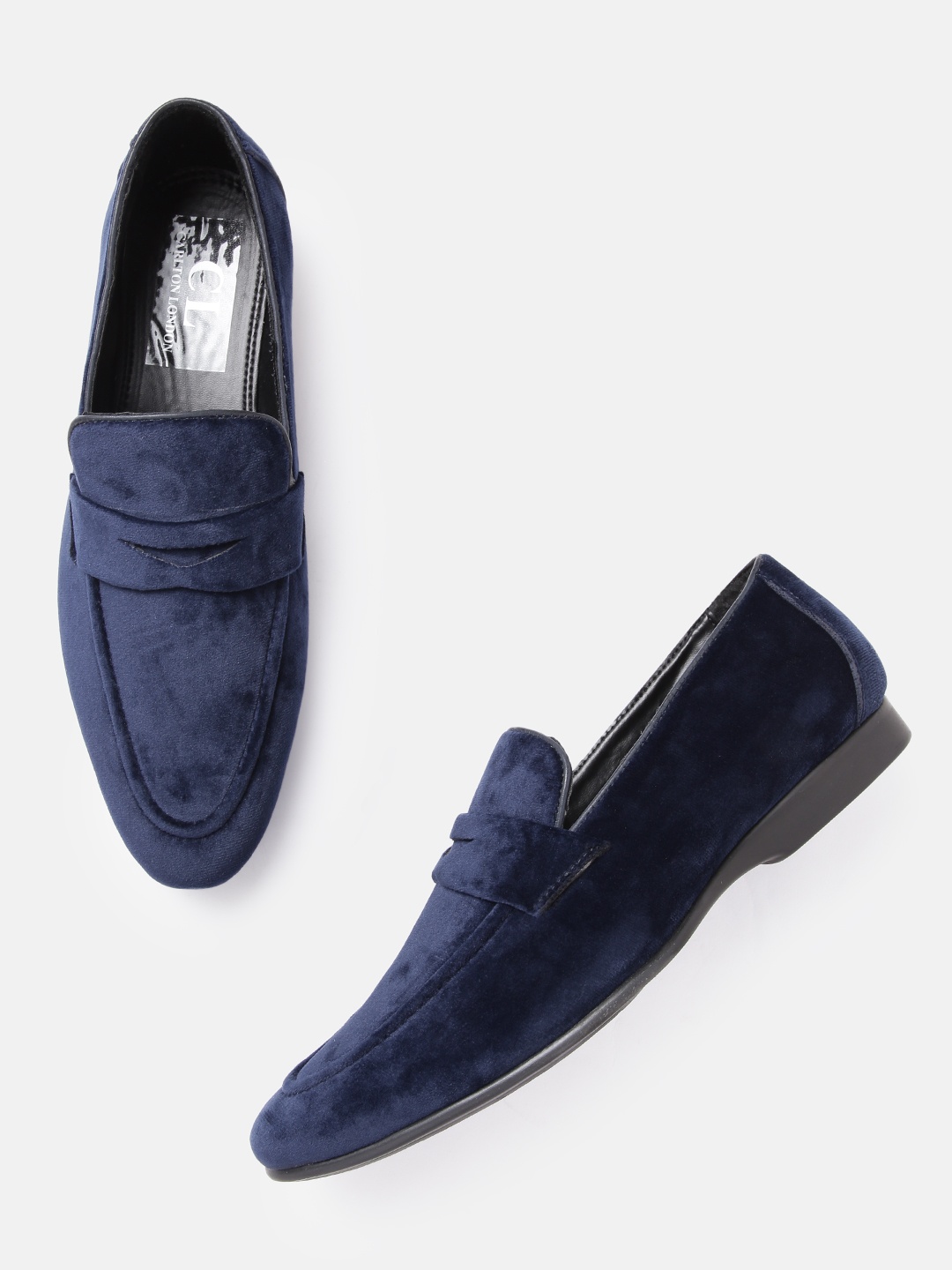 

Carlton London Men Navy Blue Velvet Finish Loafers