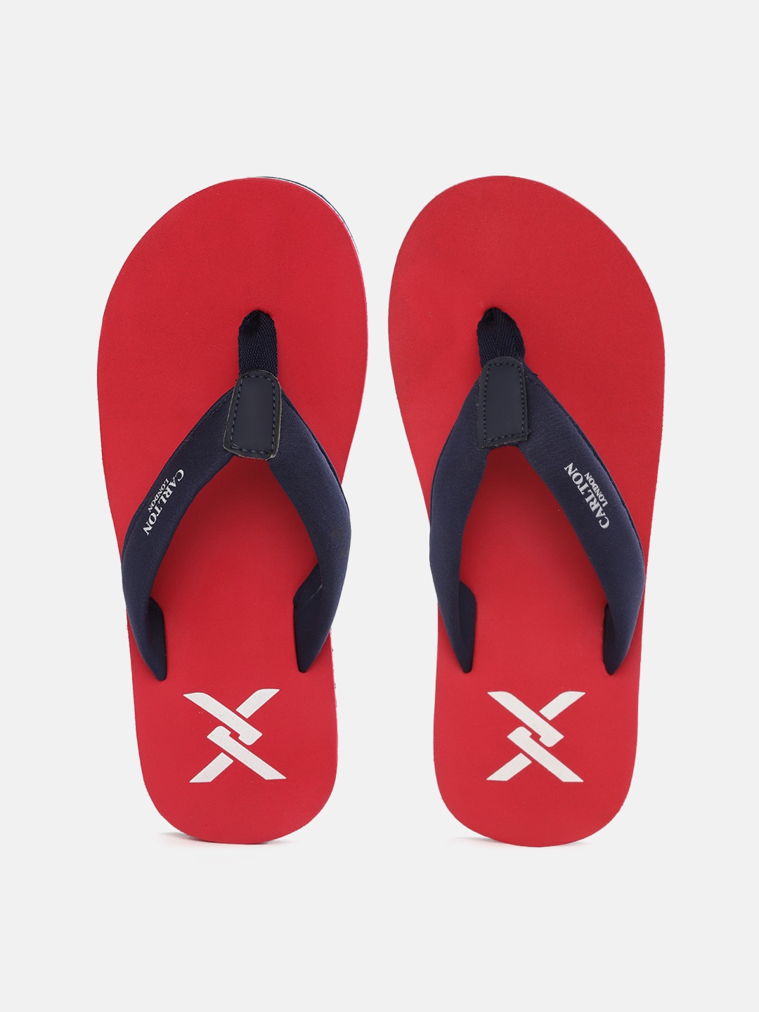 

Carlton London Men Navy Blue & Red Solid Thong Flip-Flops