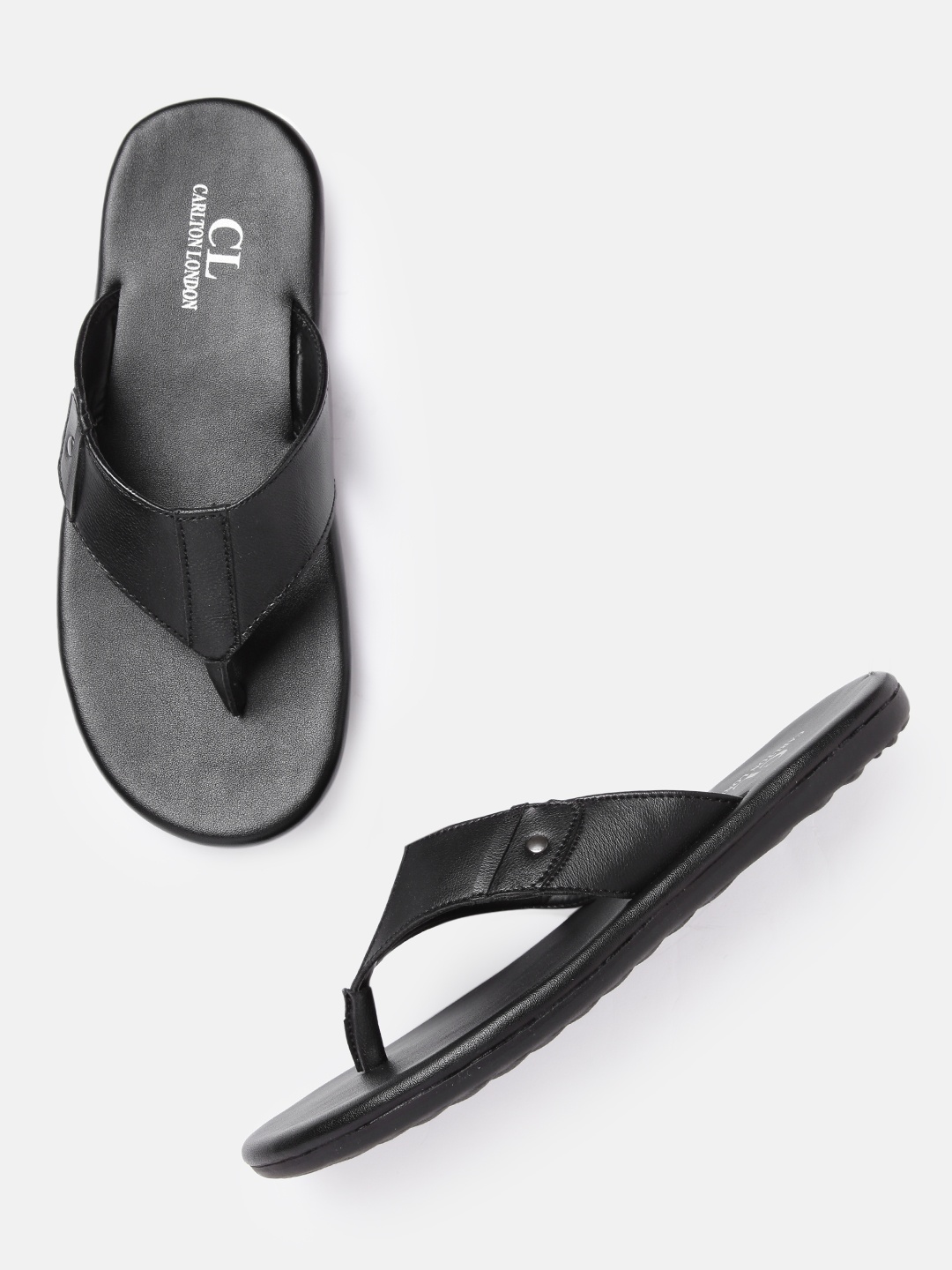 

Carlton London Men Black Solid Comfort Sandals