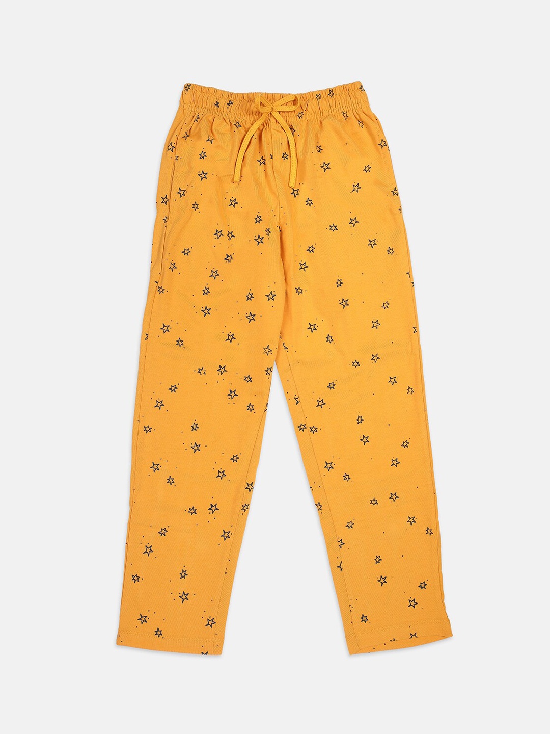 

Nins Moda Girls Mustard-Yellow & Black Printed Cotton Track Pants