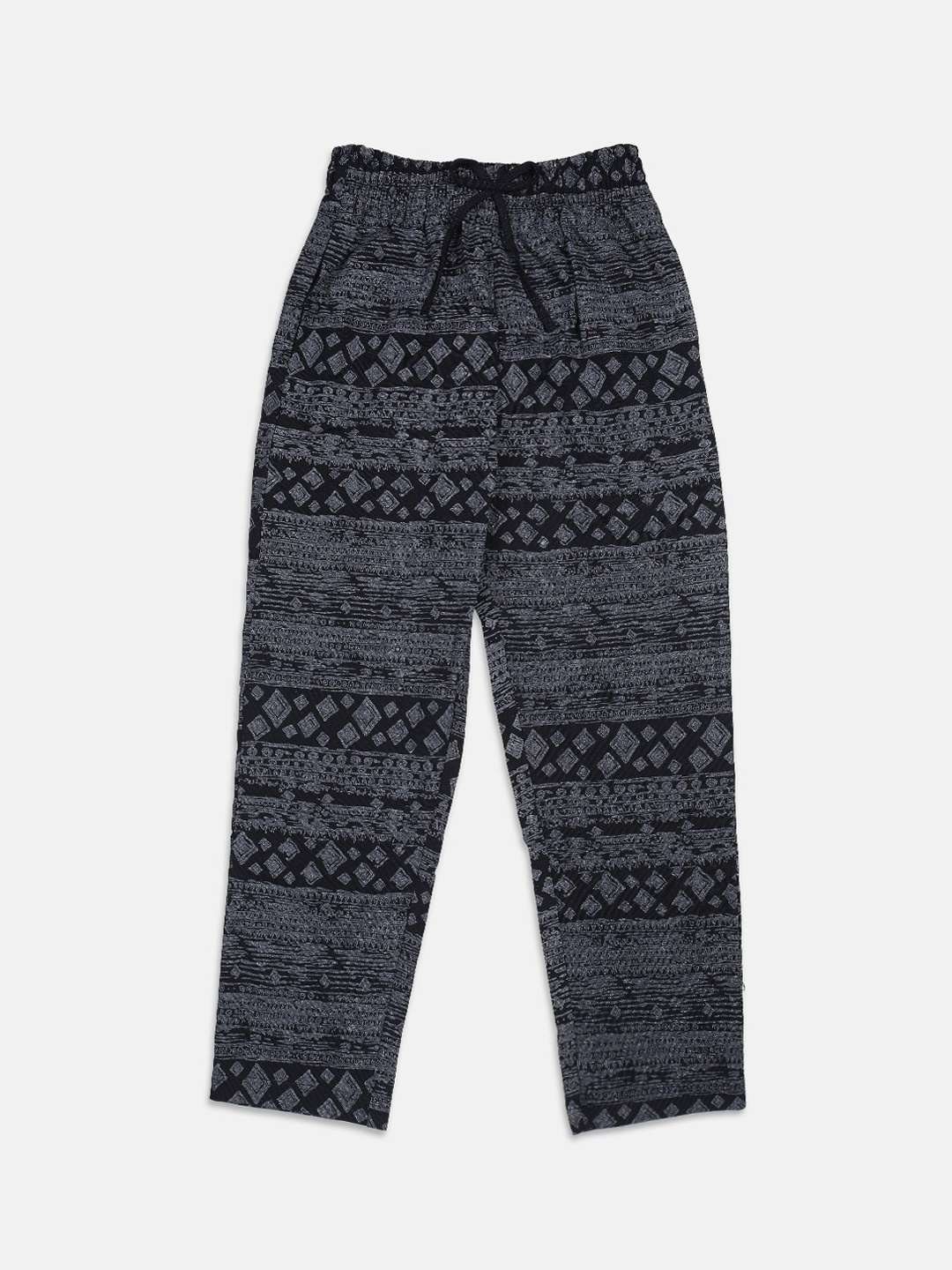 

Nins Moda Girls Navy Blue Printed Track Pants