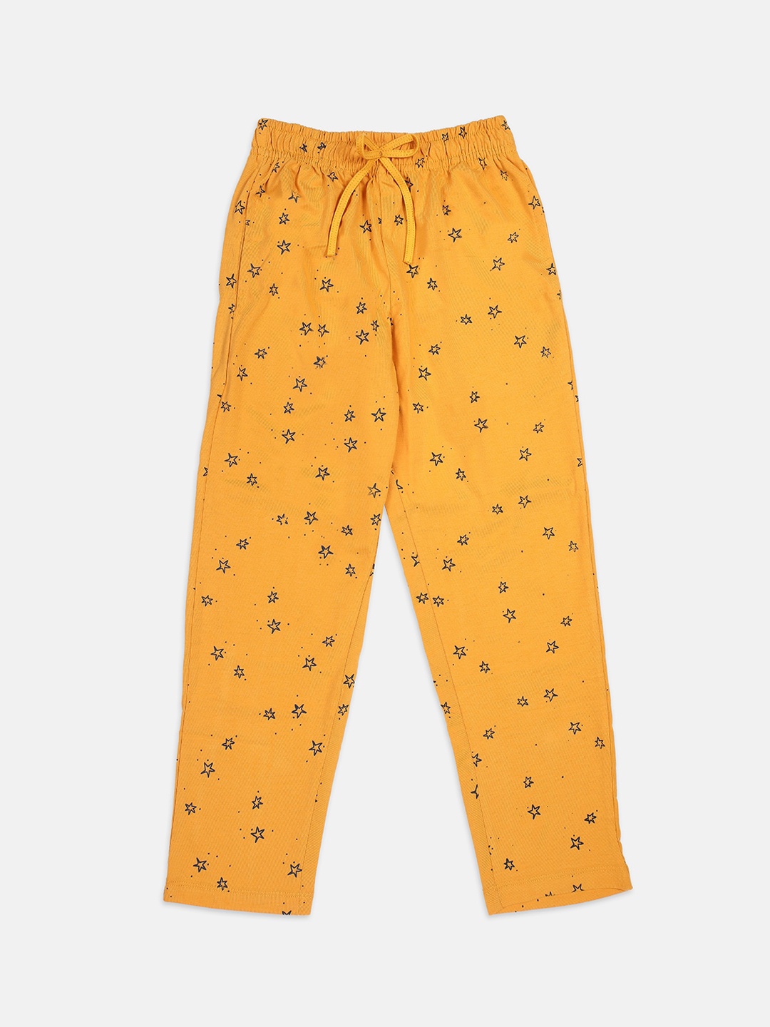 

Nins Moda Girls Mustard Yellow & Black Printed Cotton Track Pants