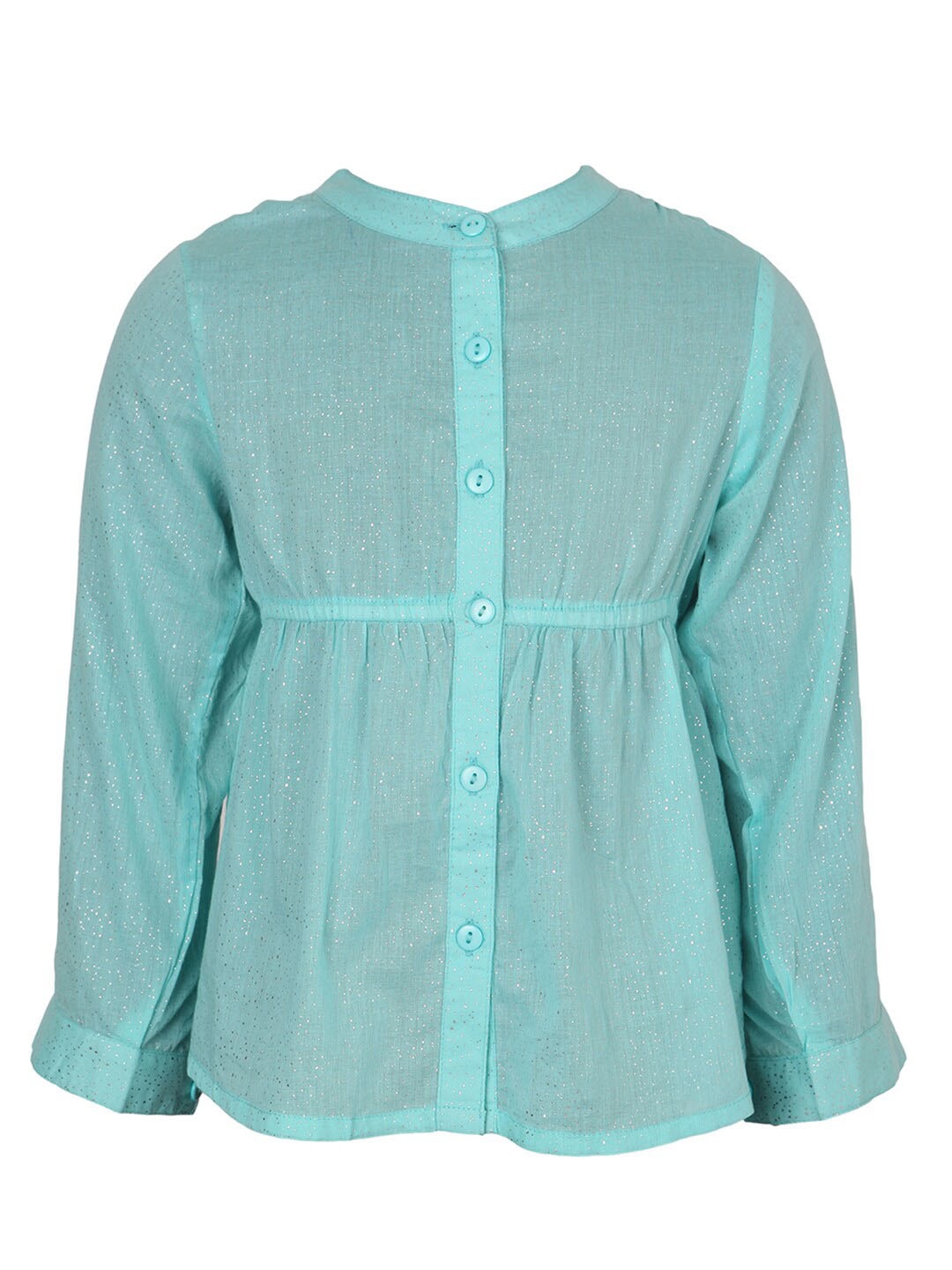 

Miyo Turquoise Blue Mandarin Collar Shirt Style Top