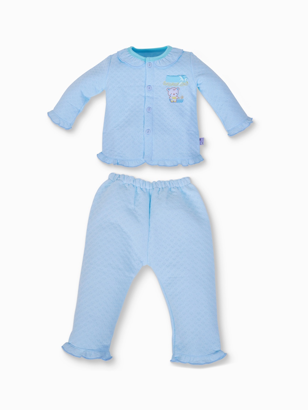 

POKORY Unisex Kids Blue & White Night suit