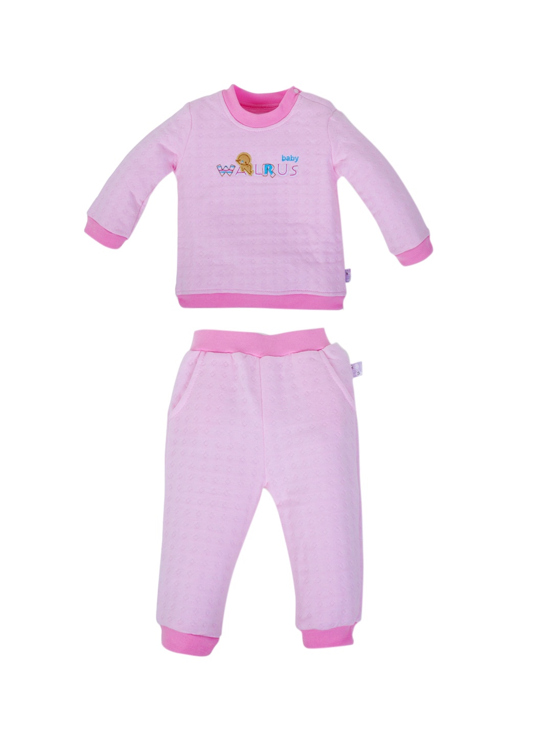 

POKORY Unisex Kids Pink Pure Cotton Night suit