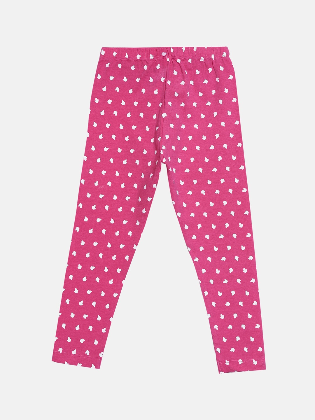 

Bitz Girls Magenta Pink & White Printed Organic Cotton Ankle-Length Leggings