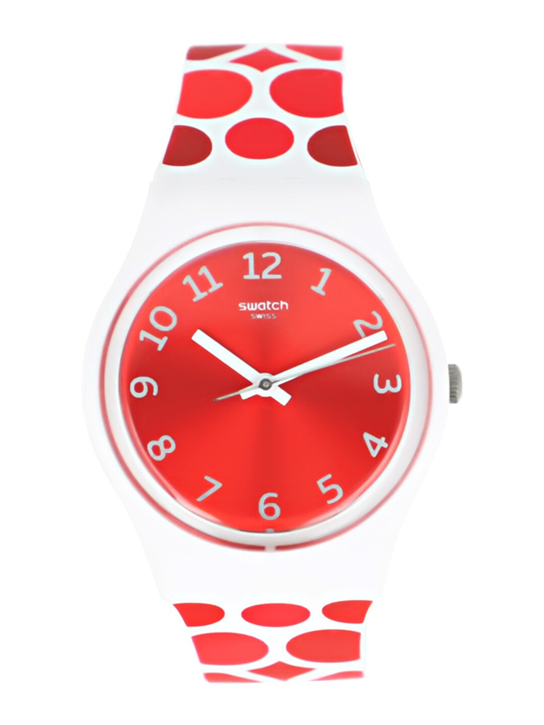 

Swatch Unisex Red Dial & White Bracelet Style Straps Water Resistant Analogue Watch SO28Z103