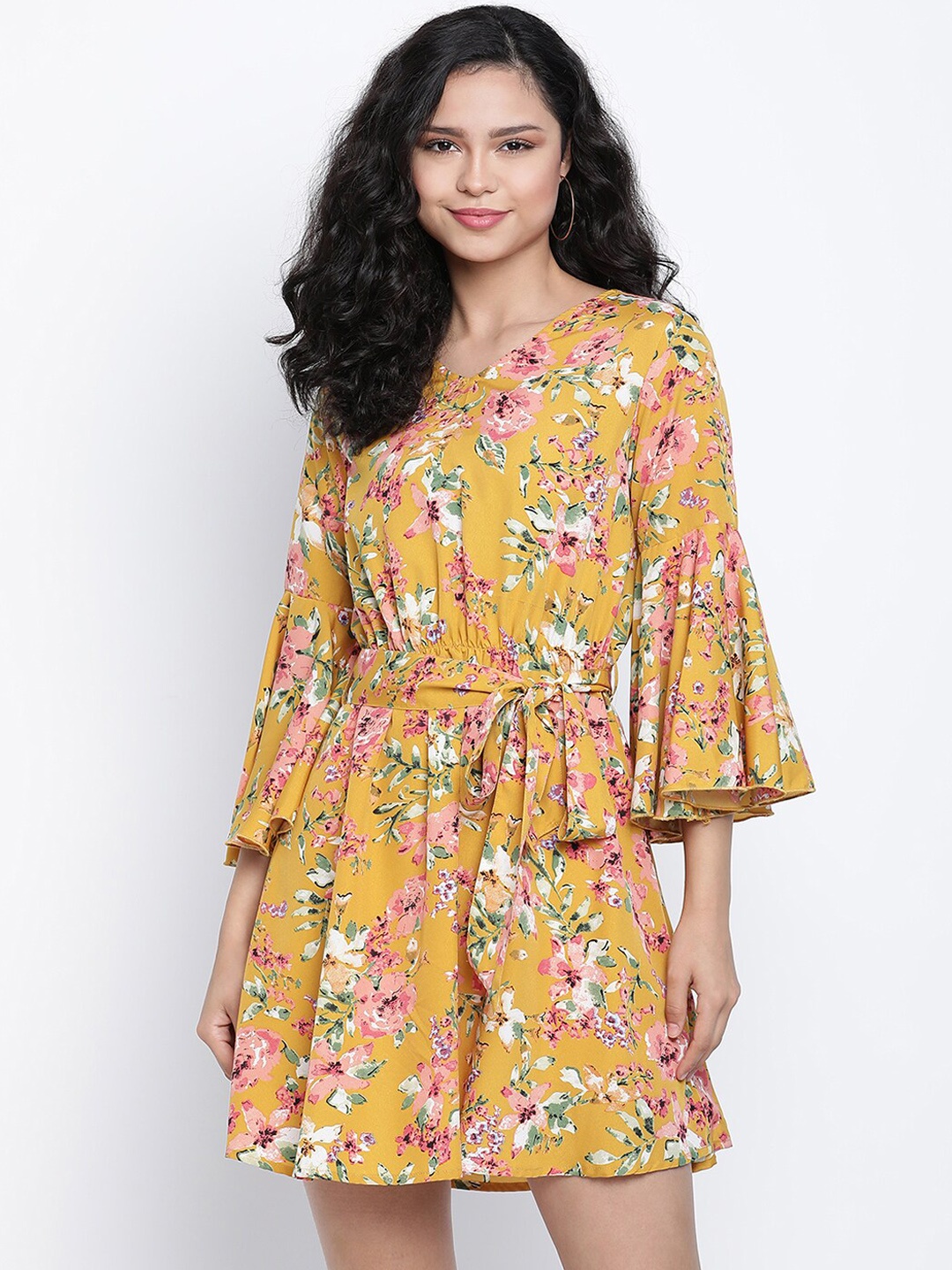 

DRAAX Fashions Multicoloured Floral A-Line Dress, Multi