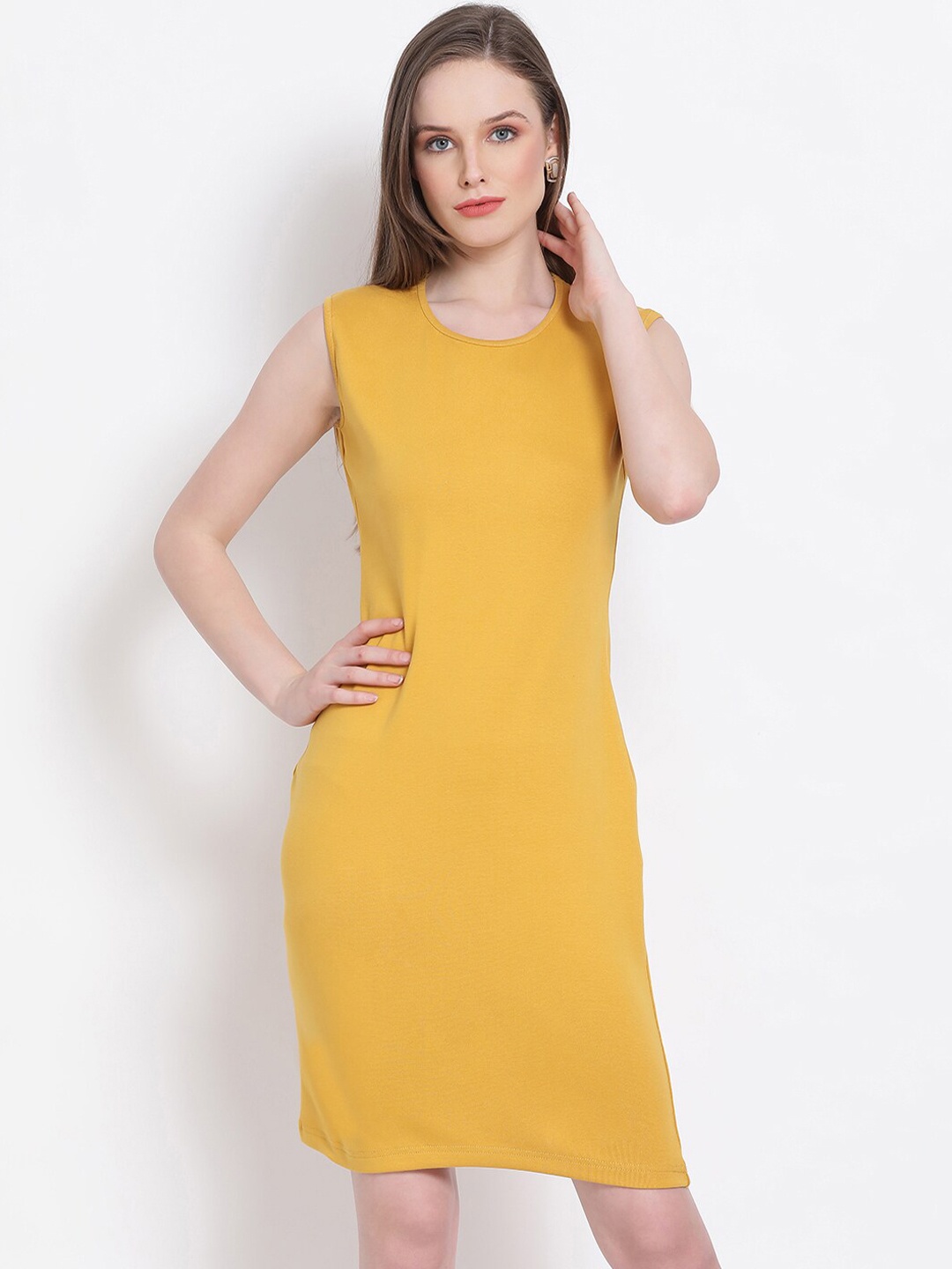 

DRAAX Fashions Yellow Sheath Dress