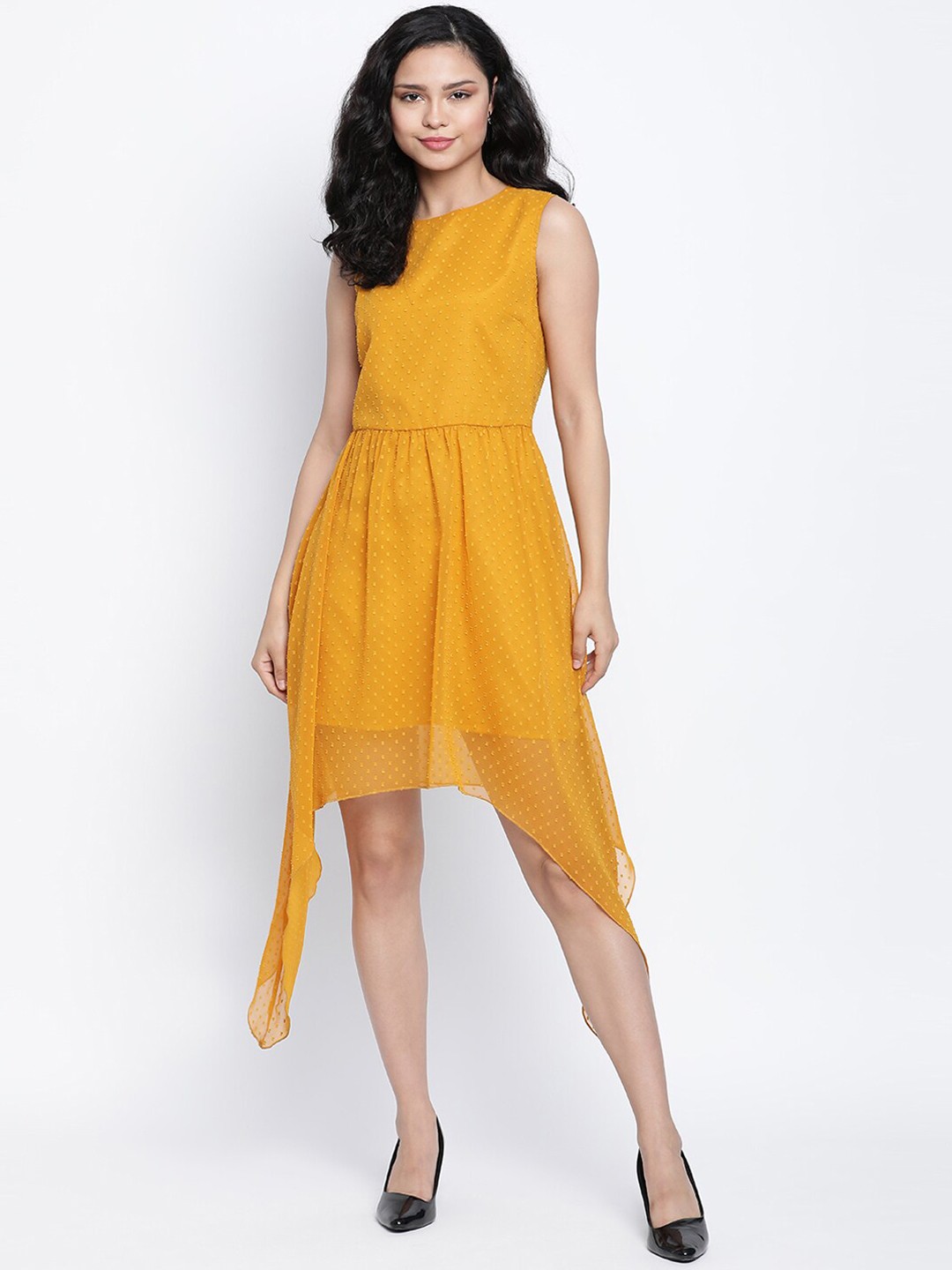 

DRAAX Fashions Yellow A-Line Dress