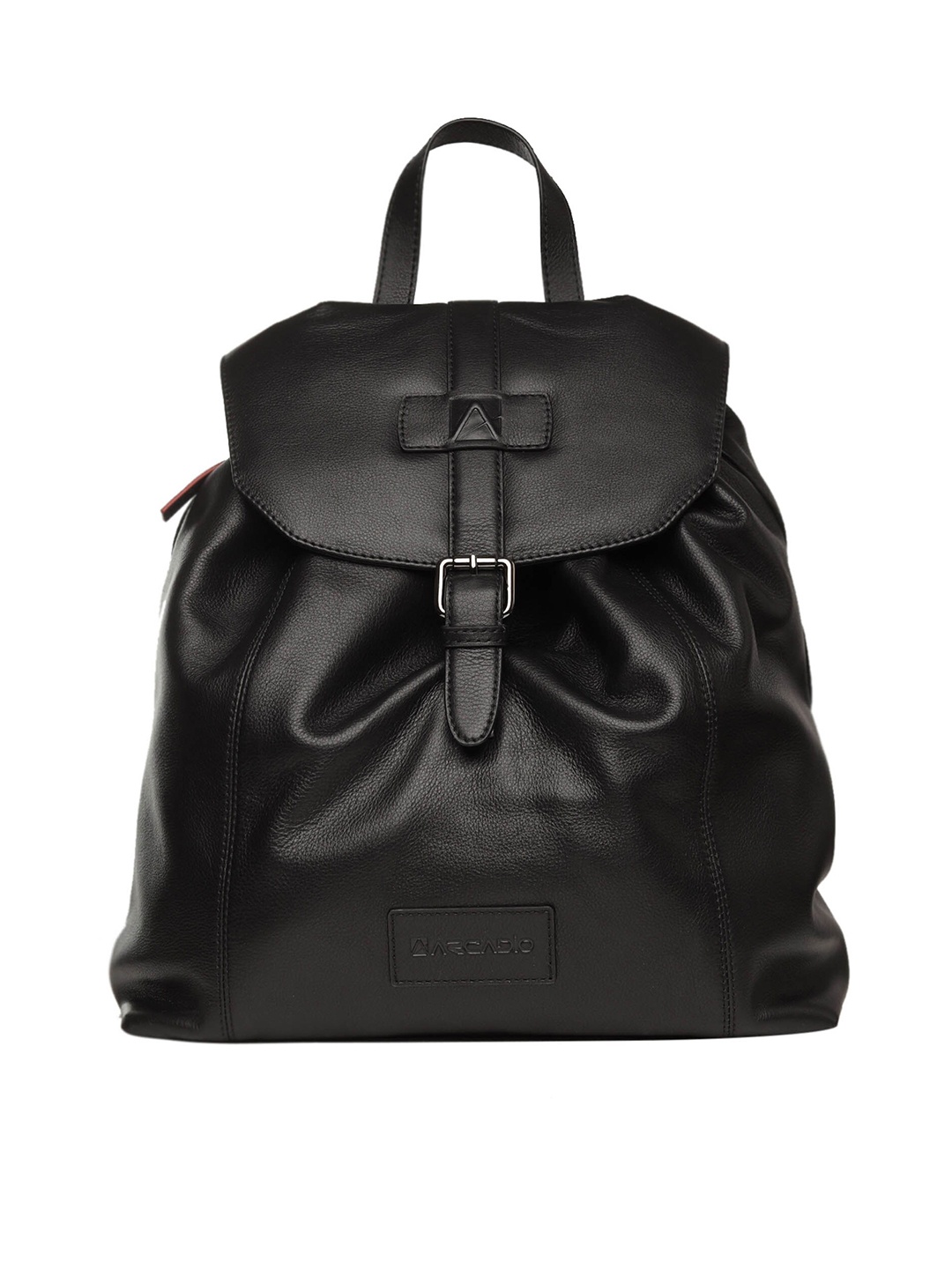 

ARCADIO Unisex Black Solid Leather Backpack