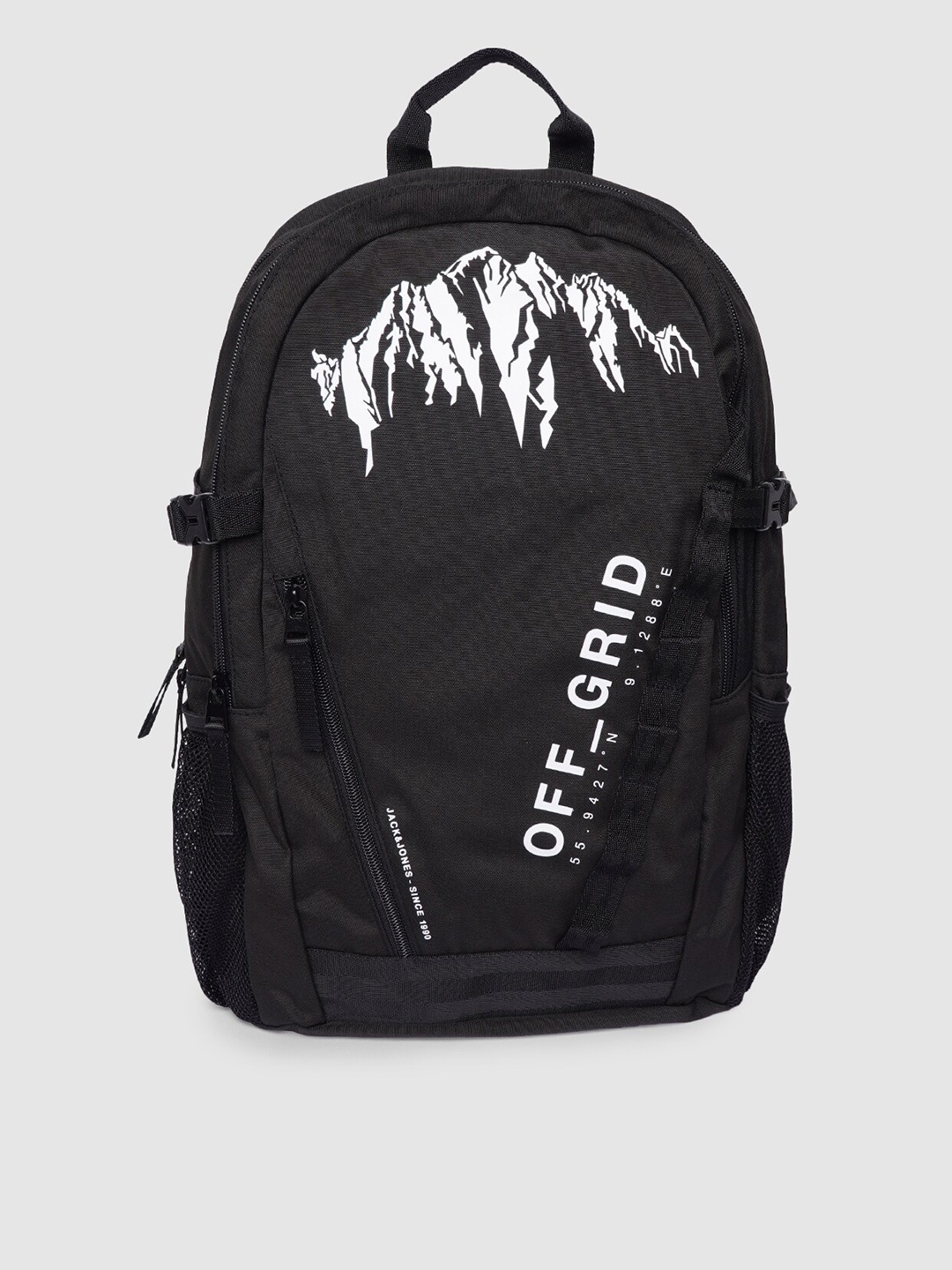 

Jack & Jones Men Black Printed Backpack