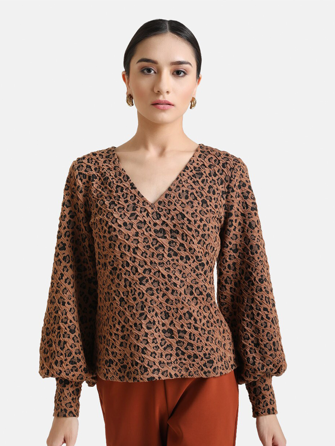 

Kazo Women Brown Animal Regular Top