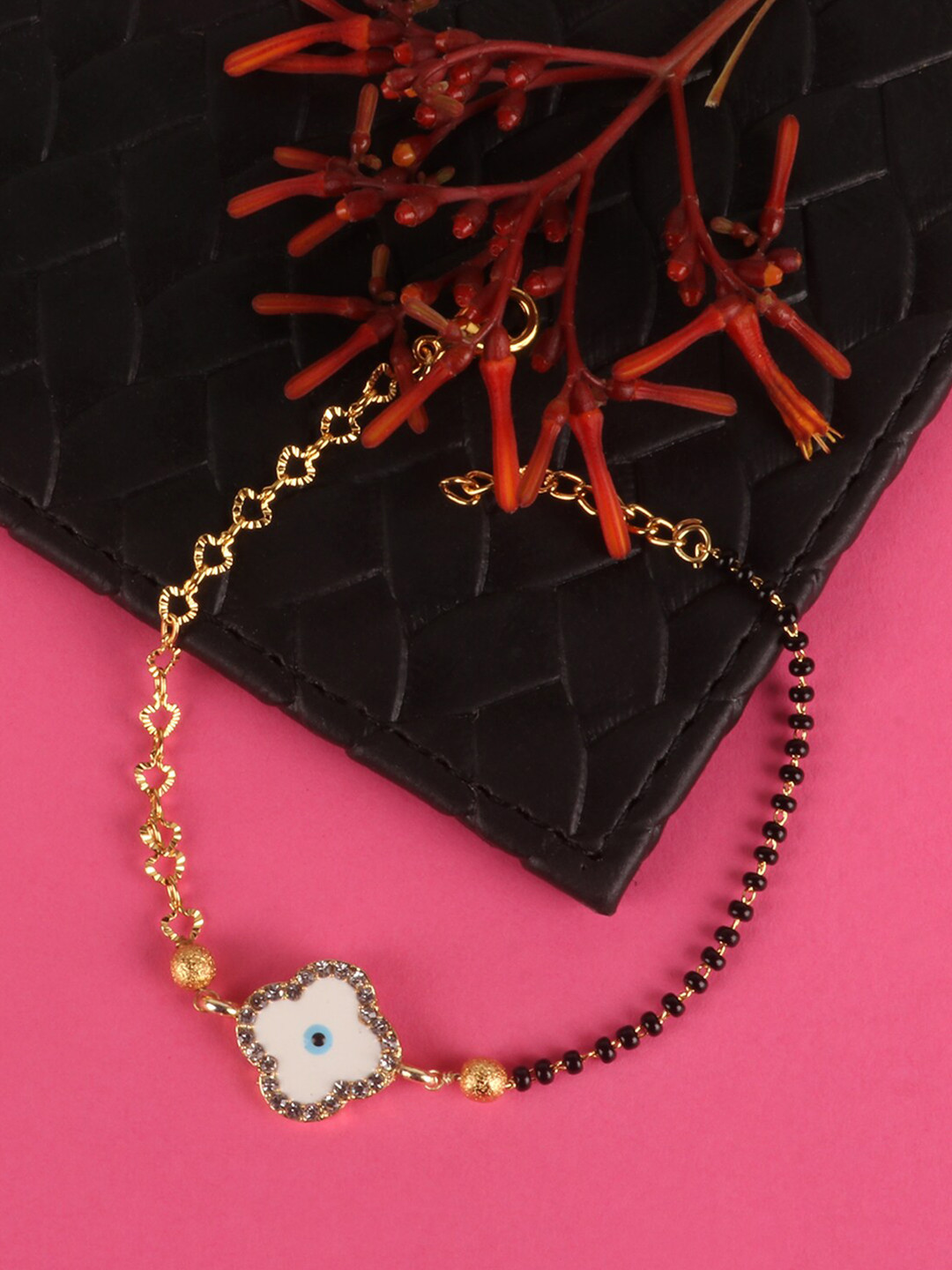 

PENNY JEWELS Women Gold & White Gold-Plated Evil Eye Charm Bracelet