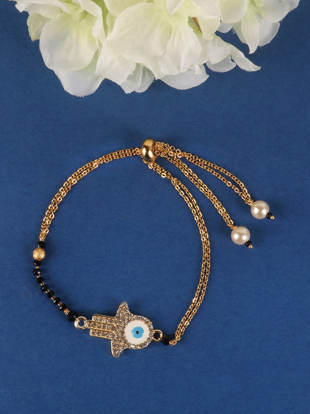 

PENNY JEWELS Women Gold-Toned & Black Charm Bracelet