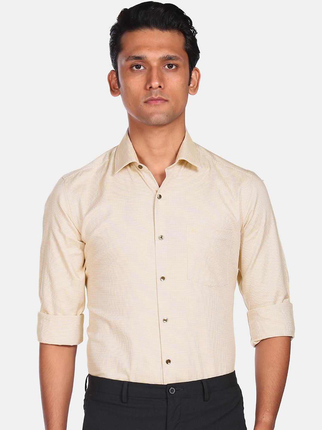 

Arrow Men Yellow Slim Fit Opaque Cotton Casual Shirt