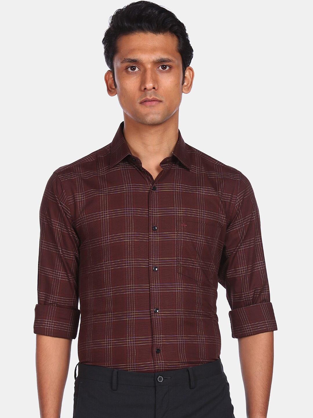 

Arrow Men Red Opaque Checked Pure Cotton Formal Shirt