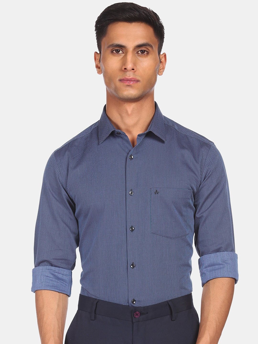 

Arrow Men Blue Opaque Printed Formal Shirt