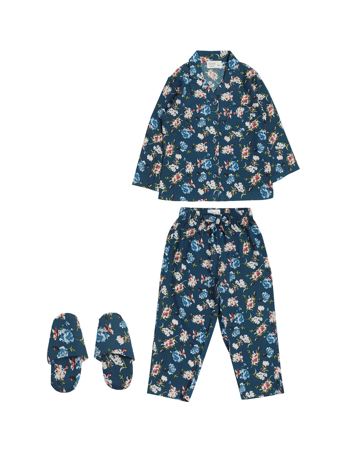 

PICCOLO Girls Blue & White Printed Night suit