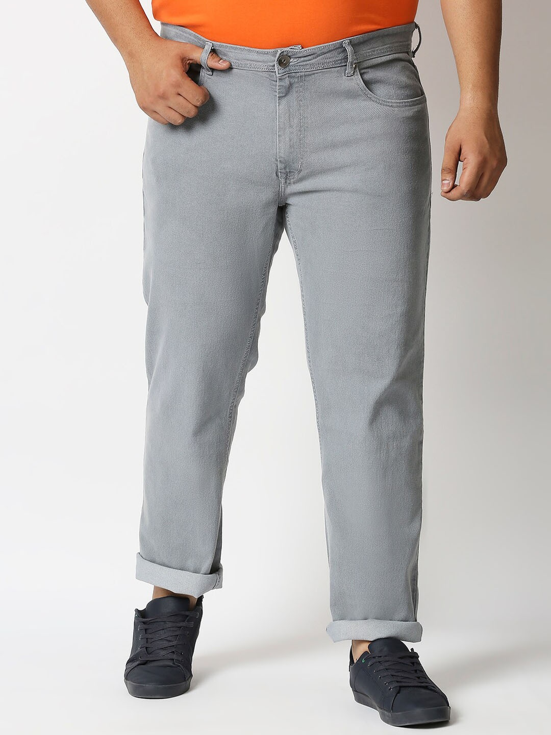 

Freeform by High Star Plus Size Men Grey Relaxed Fit Stretchable Jeans