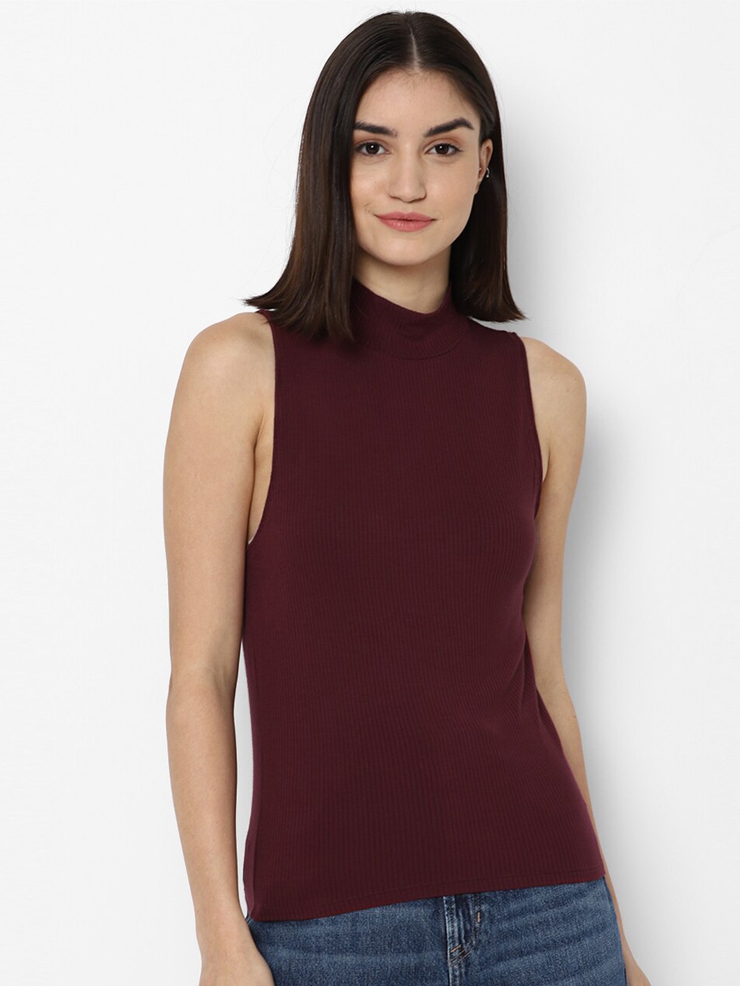 

AMERICAN EAGLE OUTFITTERS Maroon Fitted Top