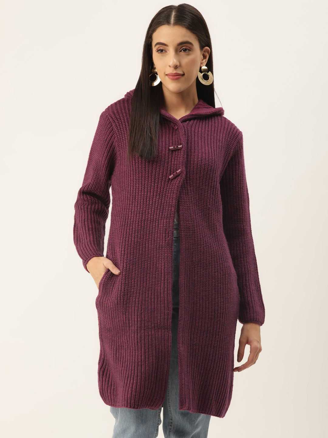 

BROOWL Women Mauve Longline Pullover