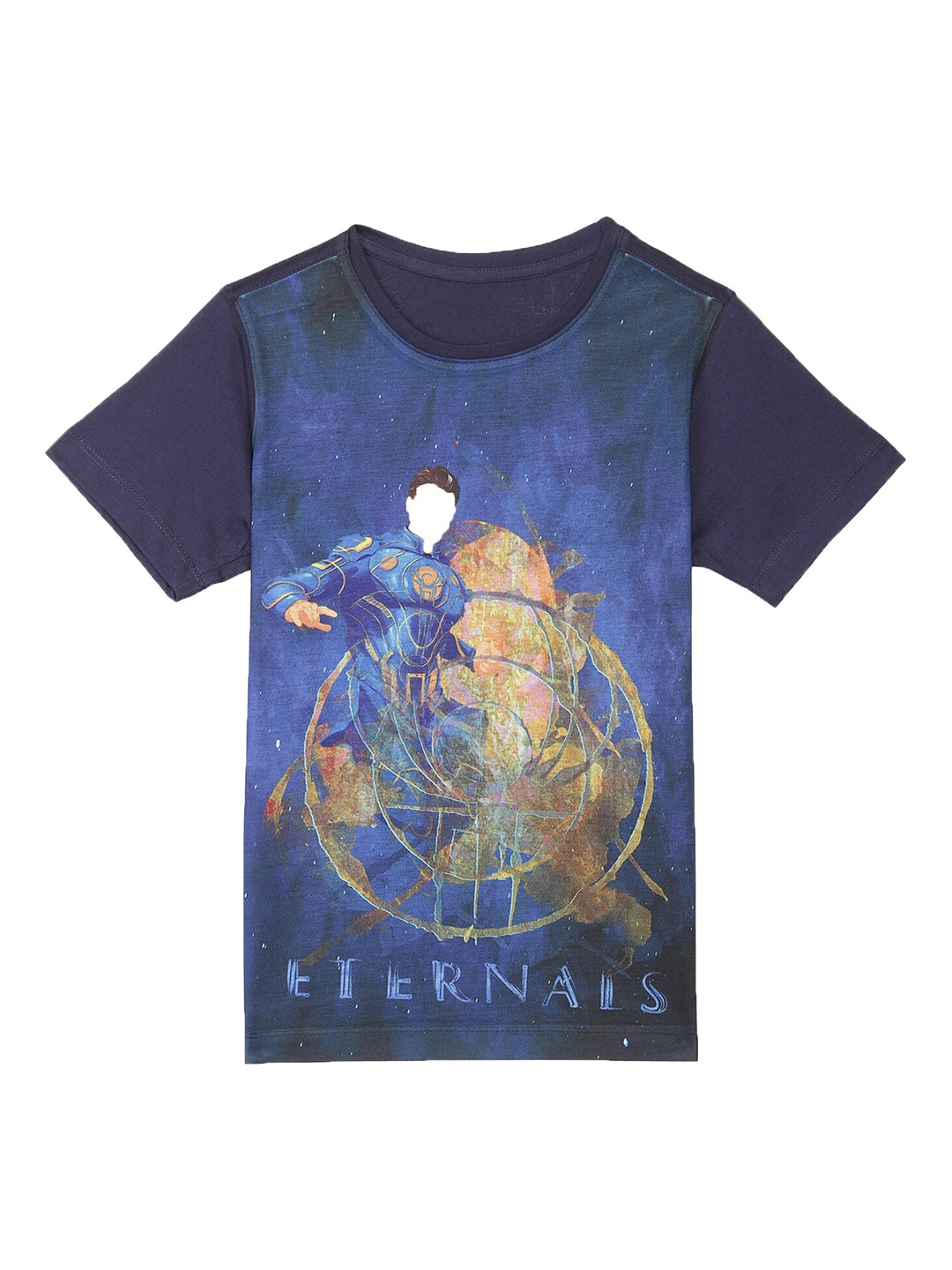 

Marvel by Wear Your Mind Boys Blue High Neck Drop-Shoulder Sleeves Pockets T-shirt