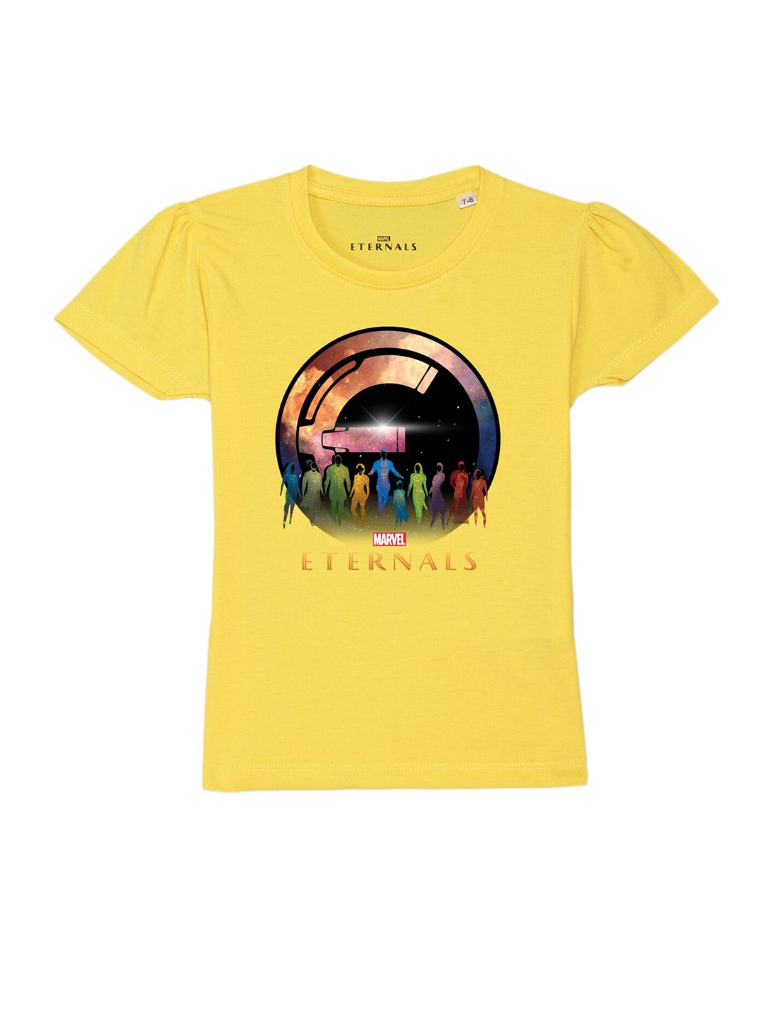 

Marvel by Wear Your Mind Girls Yellow Printed Pure Cotton T-shirt