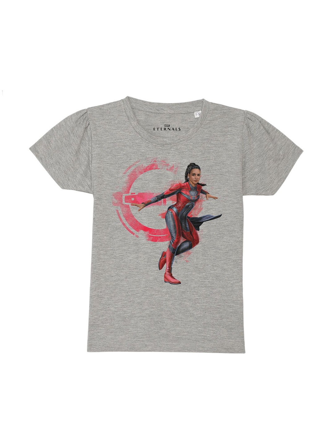 

Marvel by Wear Your Mind Girls Grey Eternals Printed Pure Cotton T-shirt
