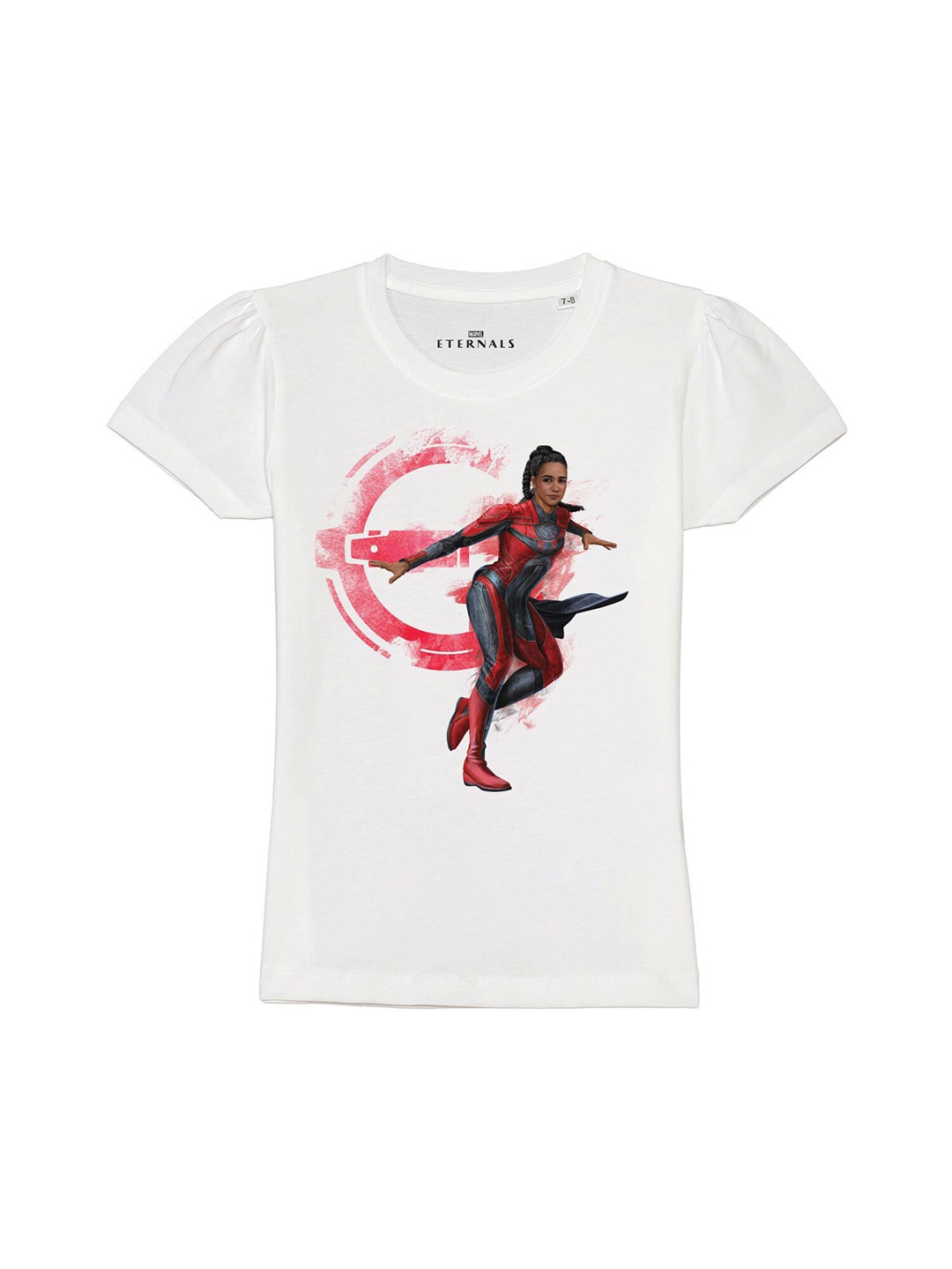 

Marvel by Wear Your Mind Girls White Printed Pure Cotton T-shirt