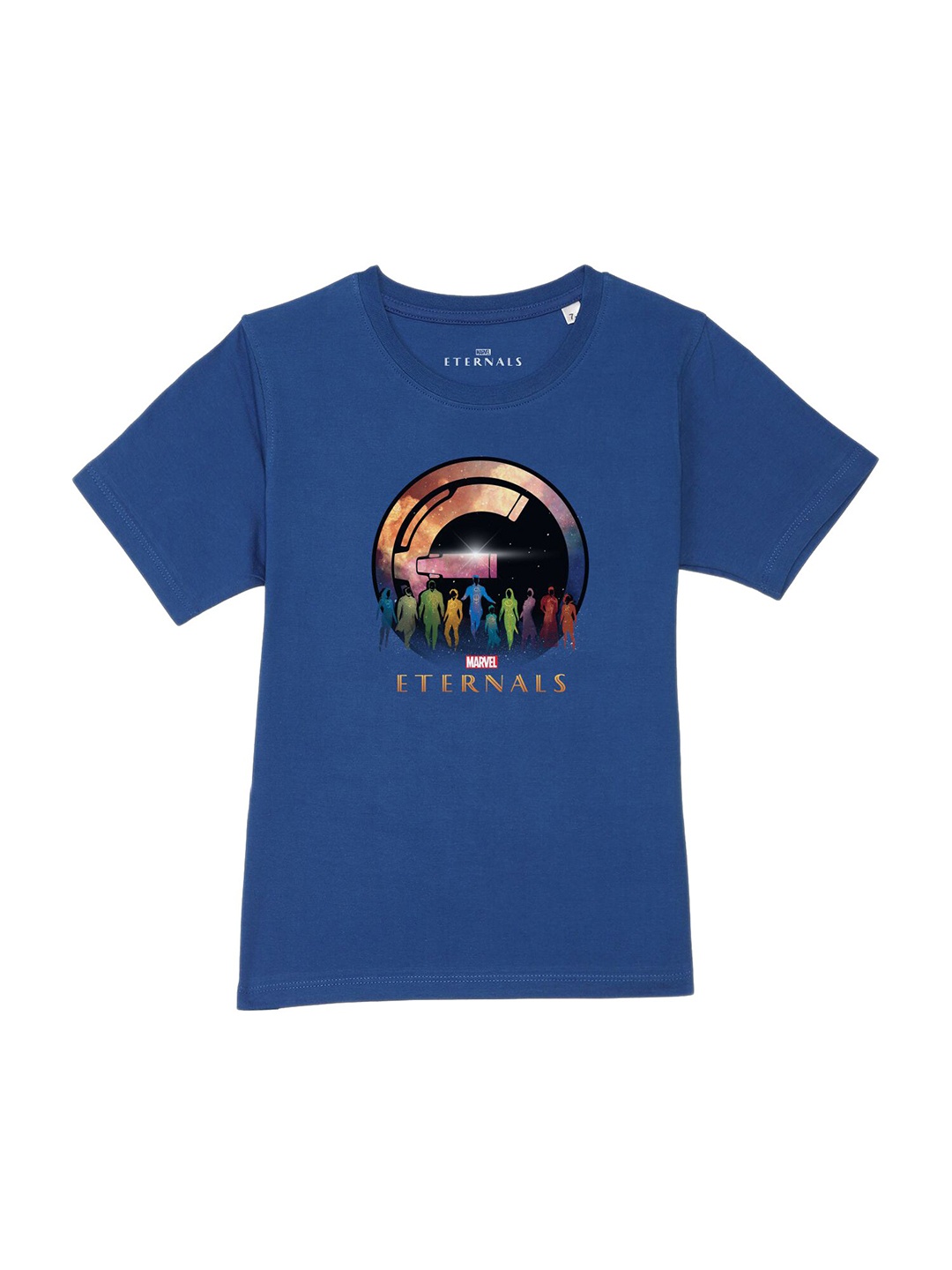 

Marvel by Wear Your Mind Boys Blue Printed Henley Neck Pure Cotton T-shirt