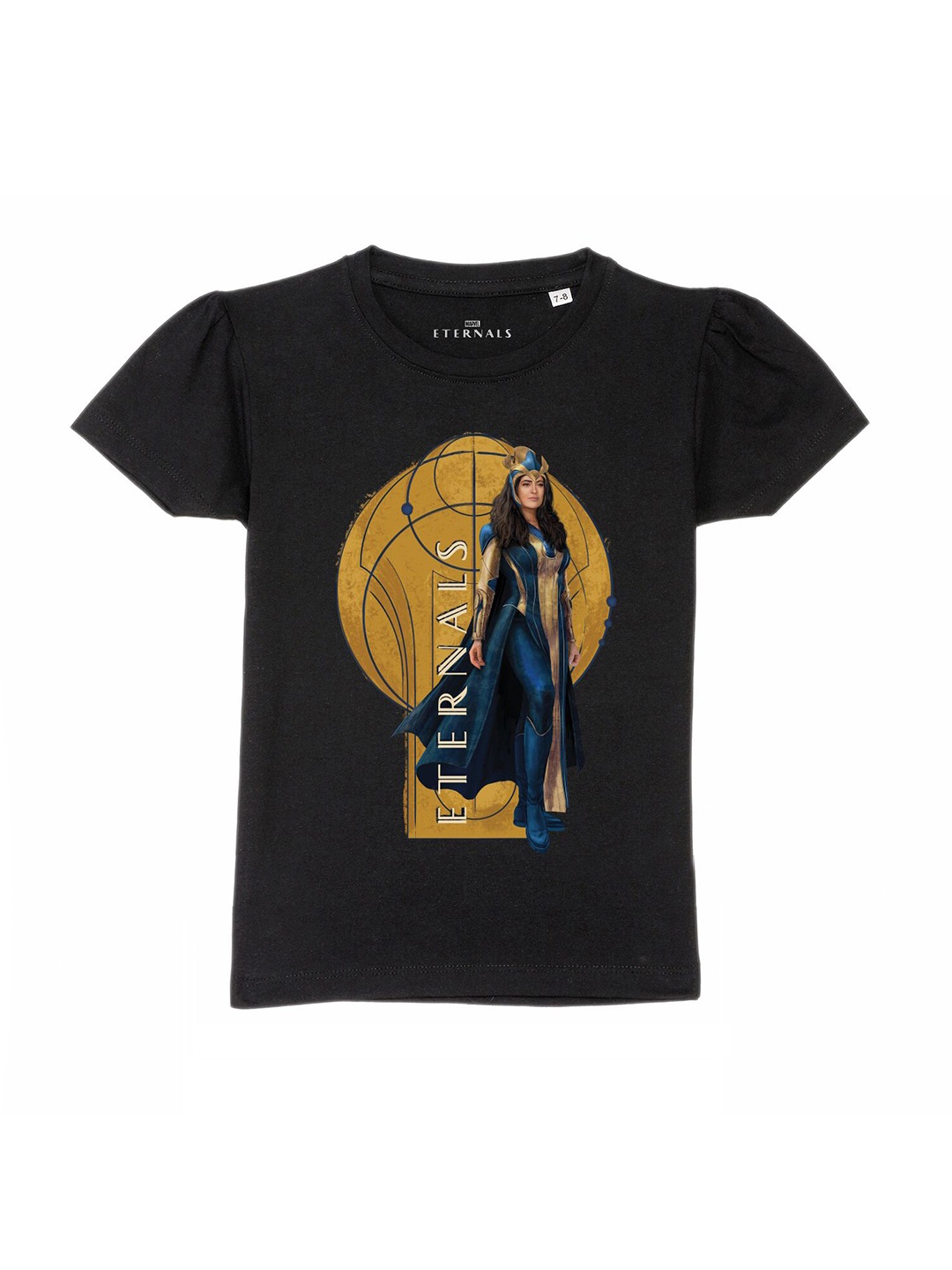 

Marvel by Wear Your Mind Girls Black Eternals Printed Pure Cotton T-shirt