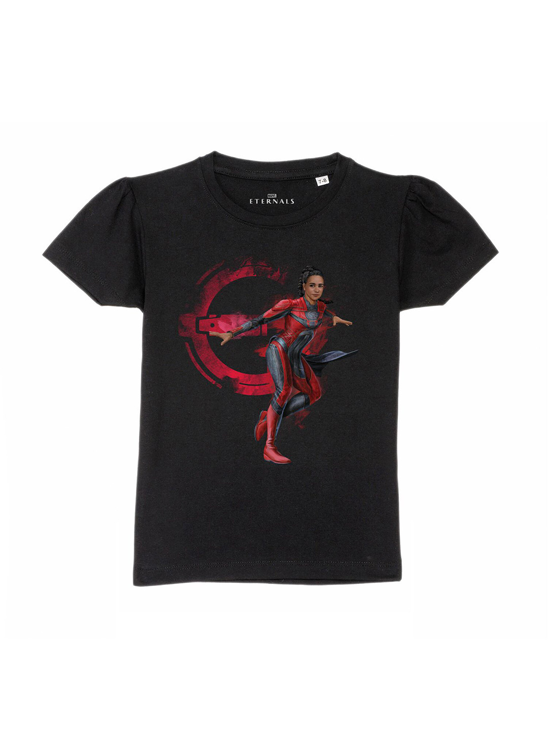 

Marvel by Wear Your Mind Girls Black Printed Pure Cotton T-shirt