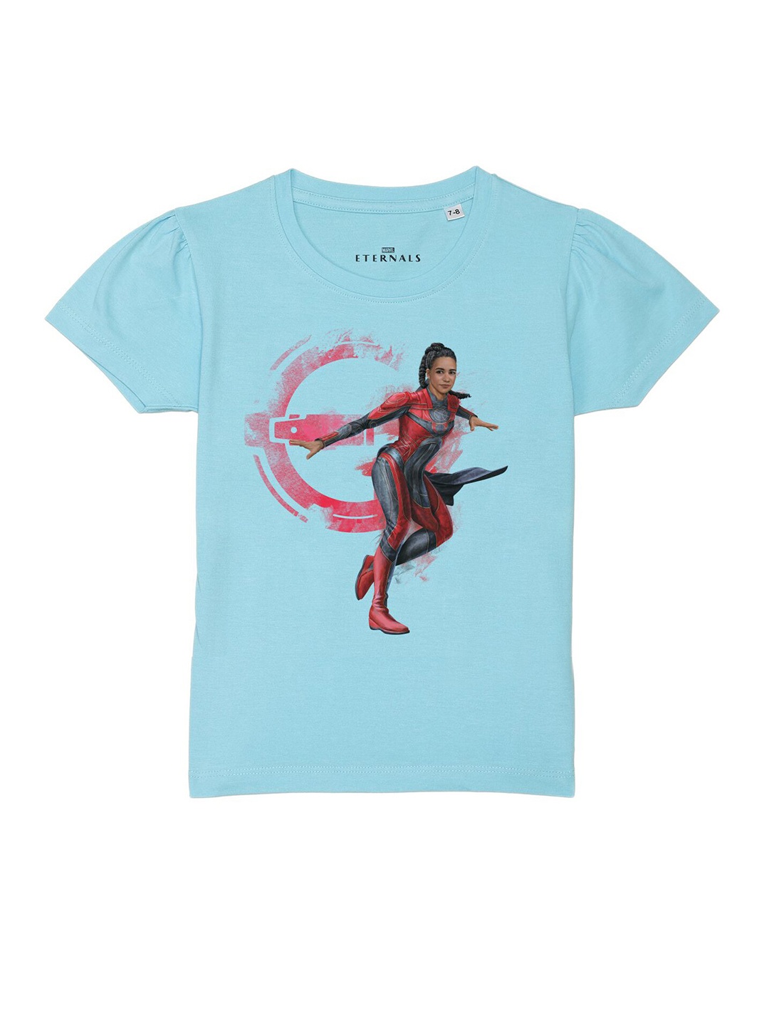 

Marvel by Wear Your Mind Girls Blue Printed Pure Cotton T-shirt