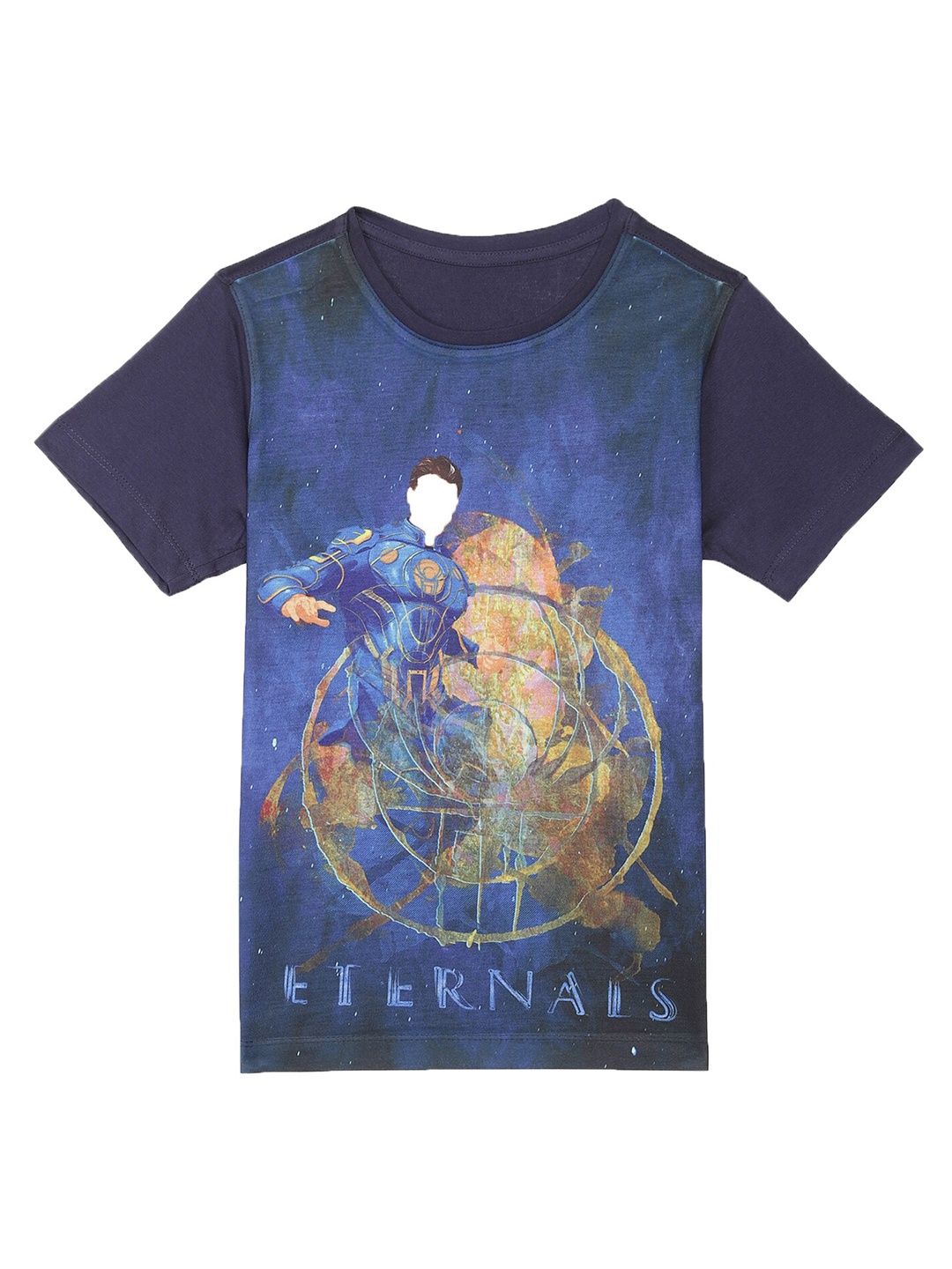 

Marvel by Wear Your Mind Boys Blue Printed Drop-Shoulder Sleeves T-shirt