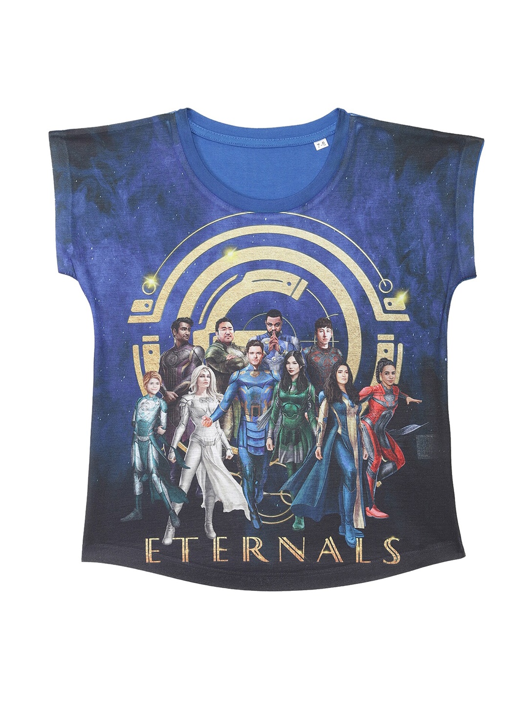 

Marvel by Wear Your Mind Girls Blue & Beige Printed Extended Sleeves T-shirt