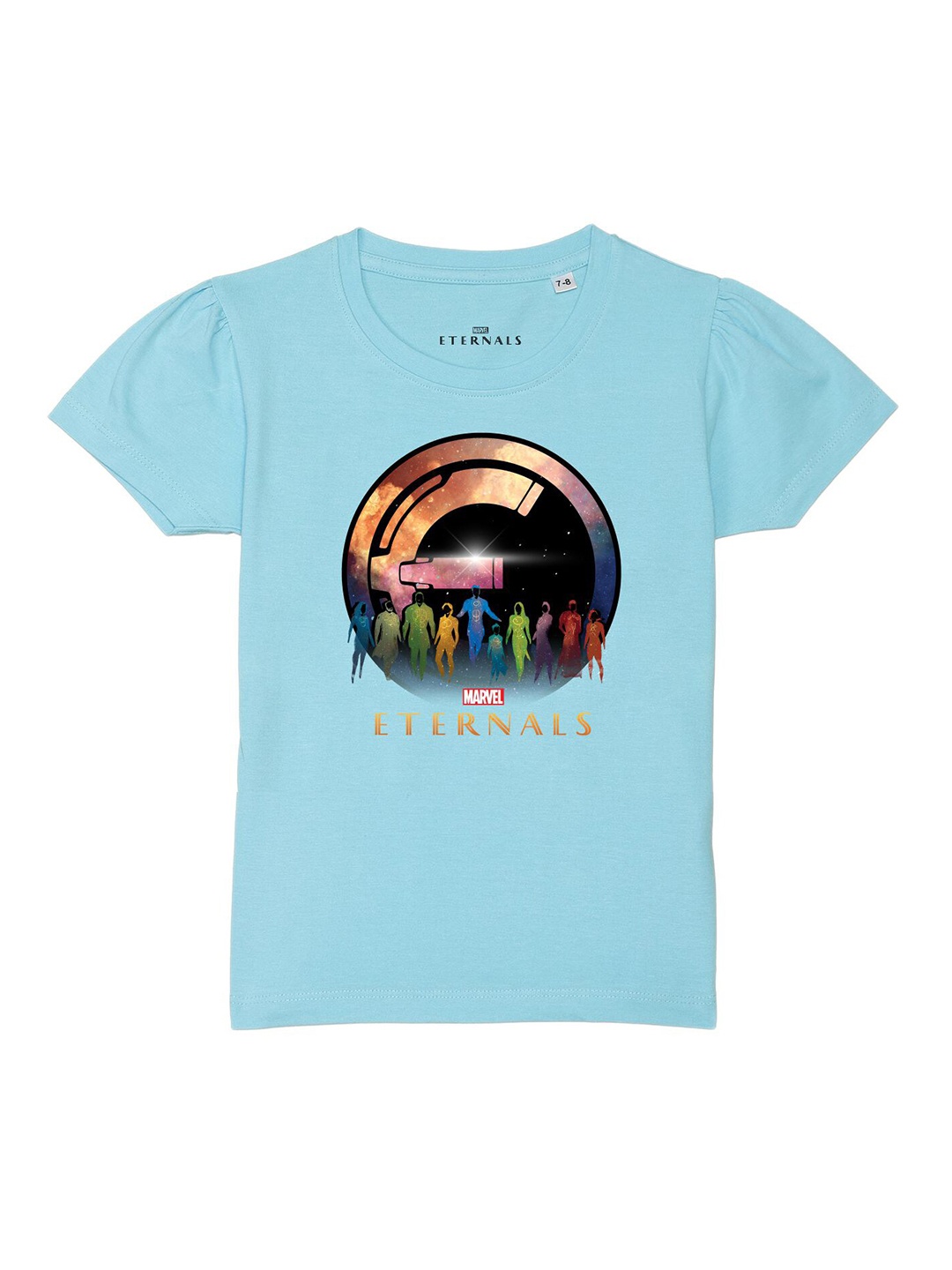 

Marvel by Wear Your Mind Girls Blue Eternals Printed Pure Cotton T-shirt