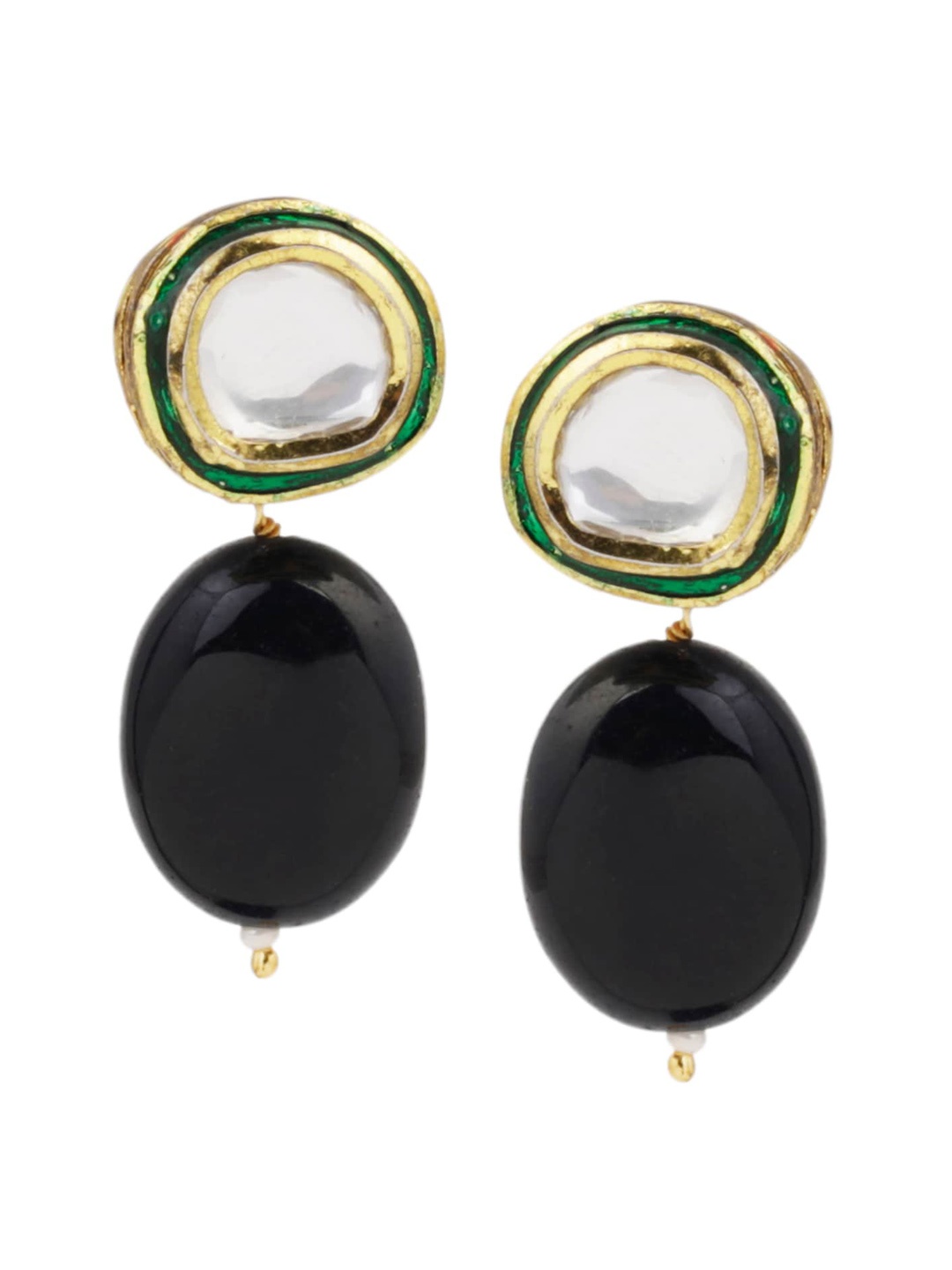 

DUGRISTYLE Black Gold-Plated Contemporary Studs Earrings