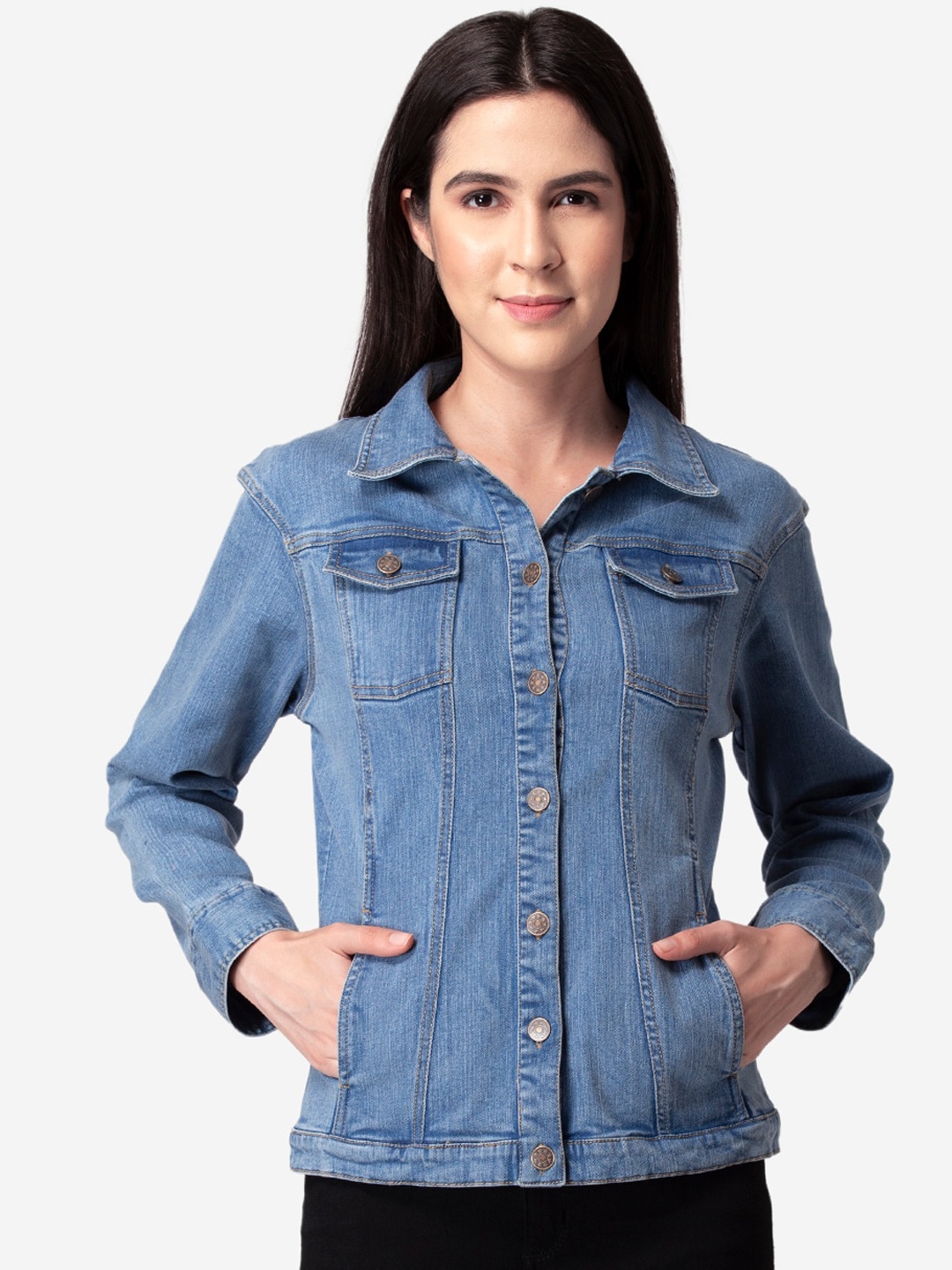 

Modriba Women Blue Washed Denim Jacket